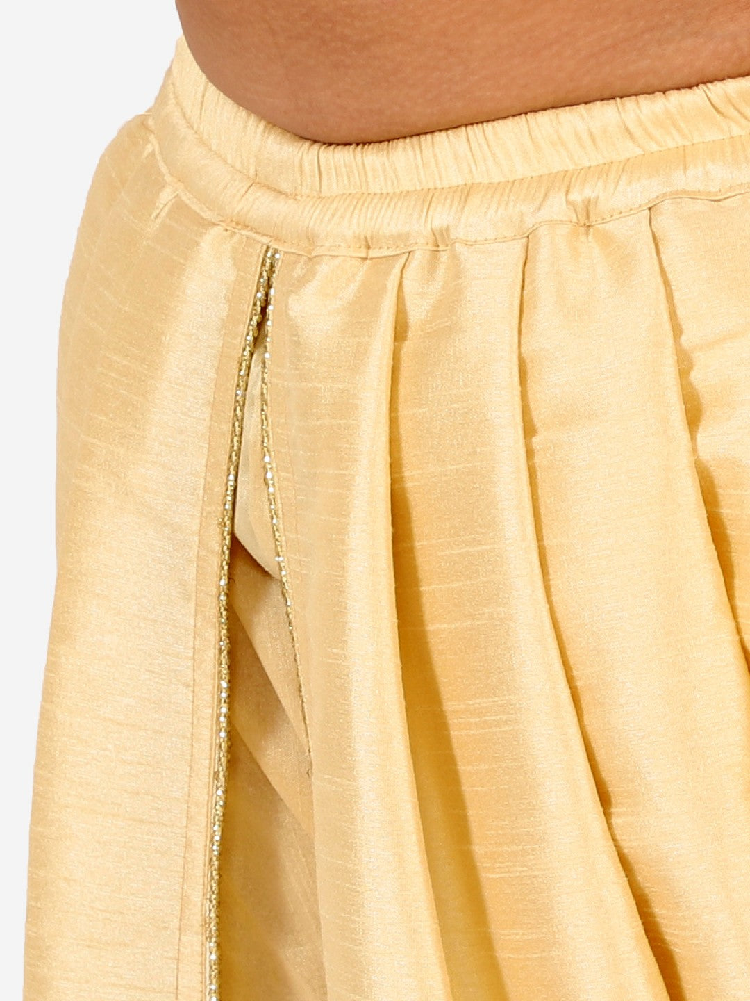 VASTRAMAY Boys' Gold Silk Blend Solid Dhoti Pant - qivii