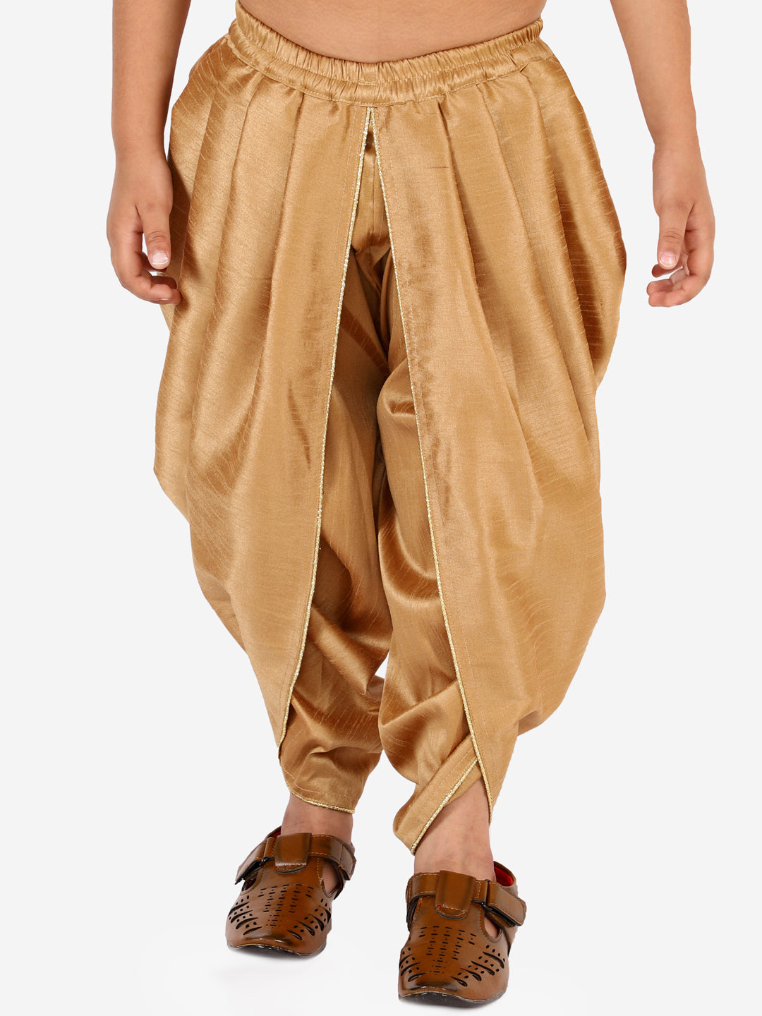VASTRAMAY Boys' Rose Gold Silk Blend Solid Dhoti Pant - qivii