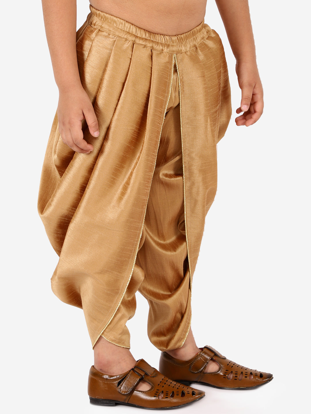 VASTRAMAY Boys' Rose Gold Silk Blend Solid Dhoti Pant - qivii