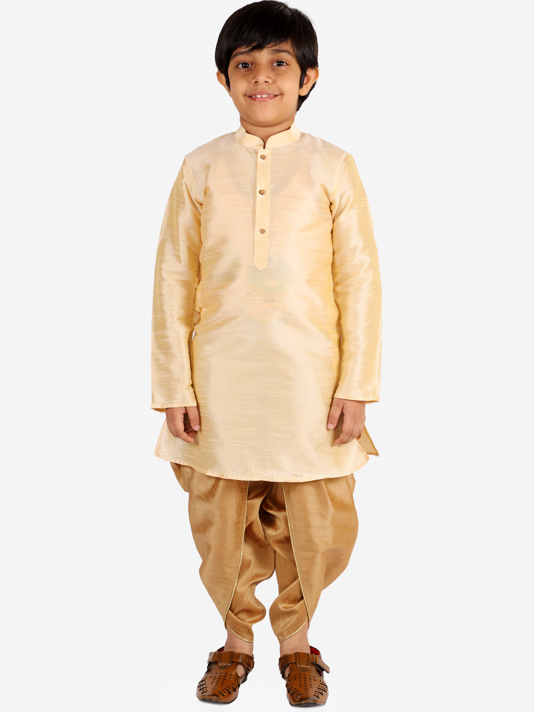 VASTRAMAY Boys' Rose Gold Silk Blend Solid Dhoti Pant - qivii
