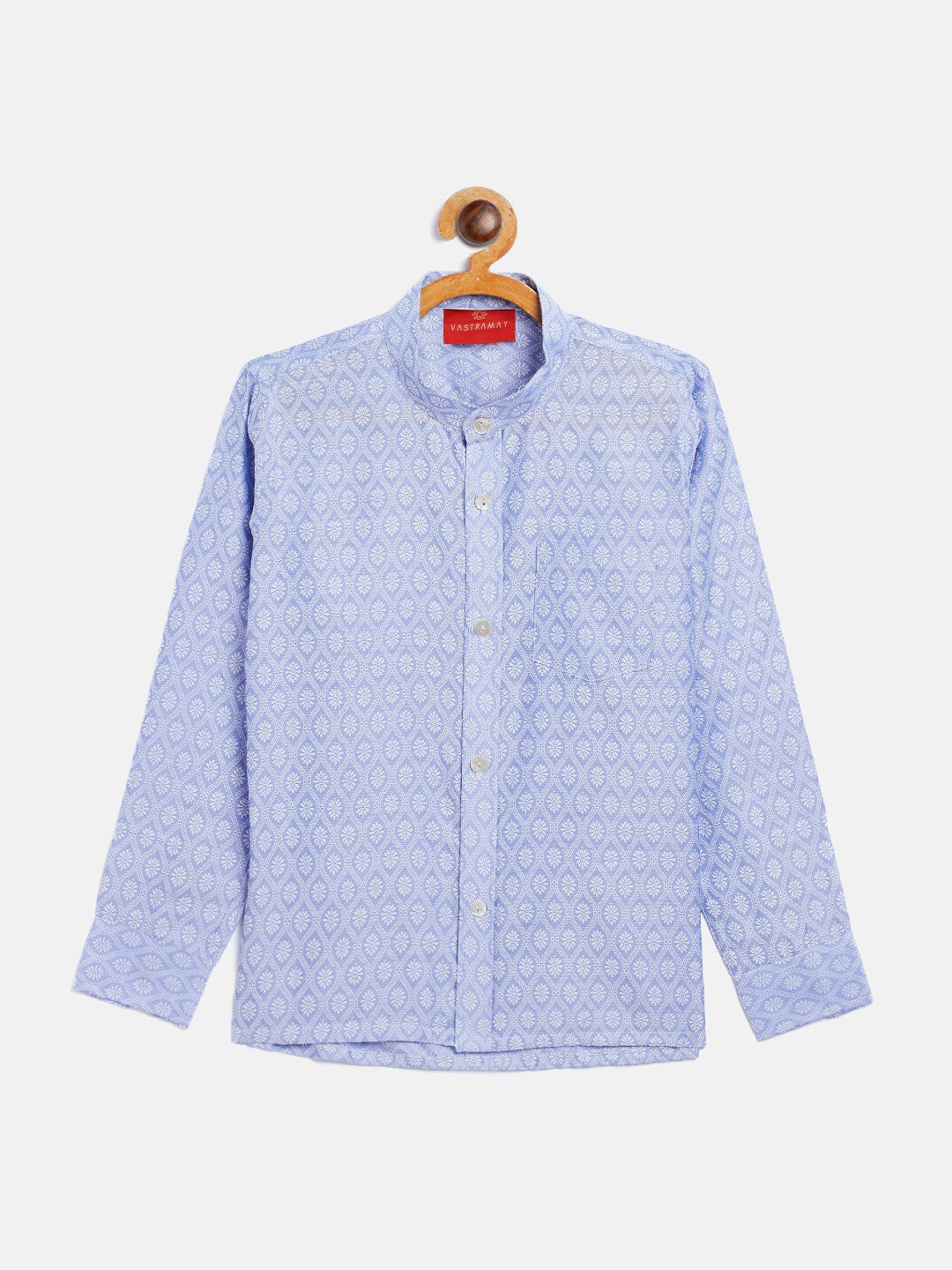 VASTRAMAY Boys' Lavender Jacquard Ethnic Shirt - qivii