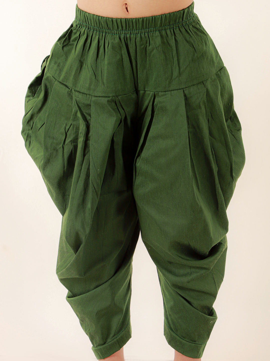 VASTRAMAY Boys' White Cotton Silk Kurta and Green Dhoti Pant Set - qivii