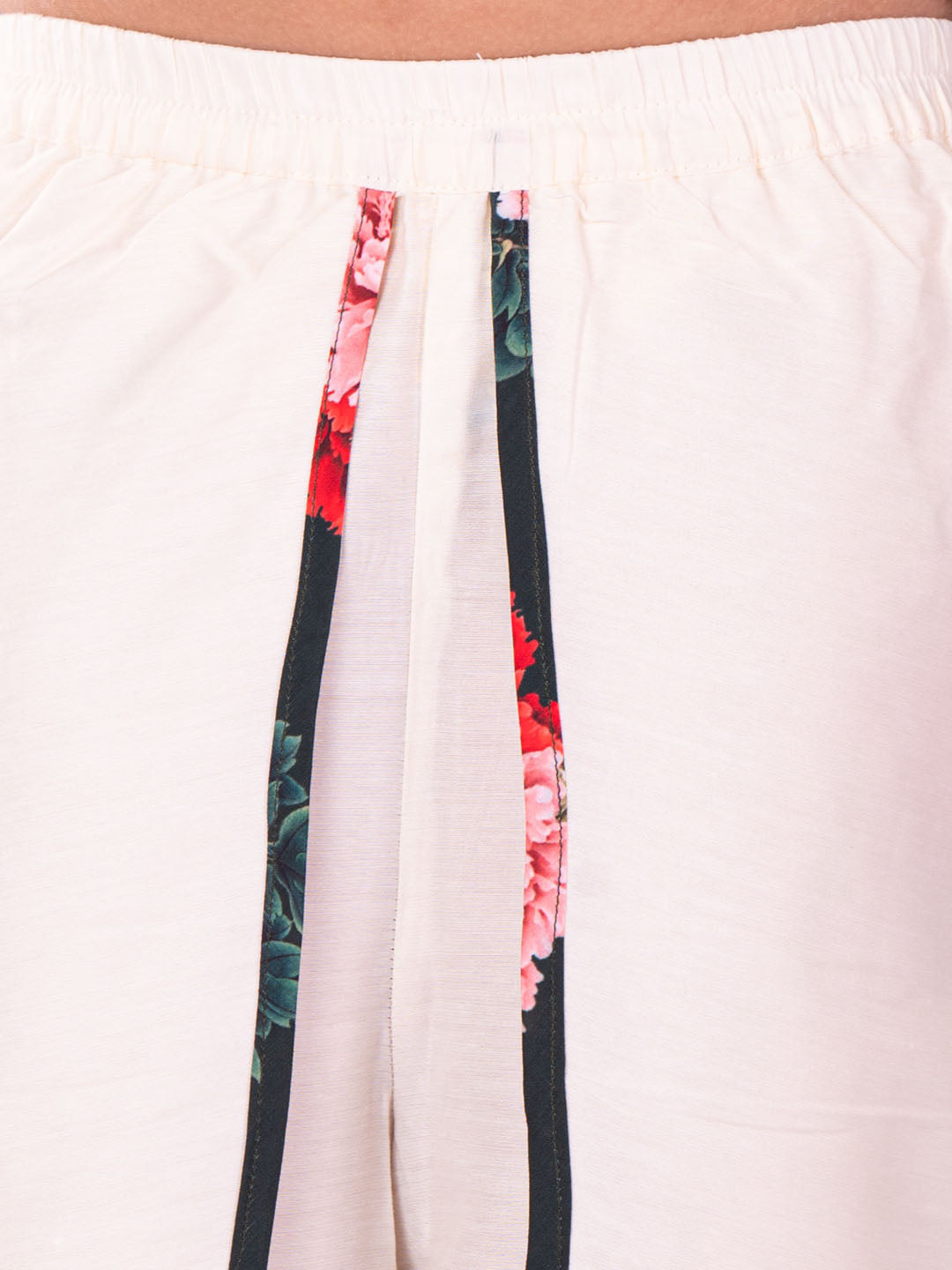 VASTRAMAY Girls' Floral Printed Cotton Silk Kurta And Tulip Pant Set - qivii