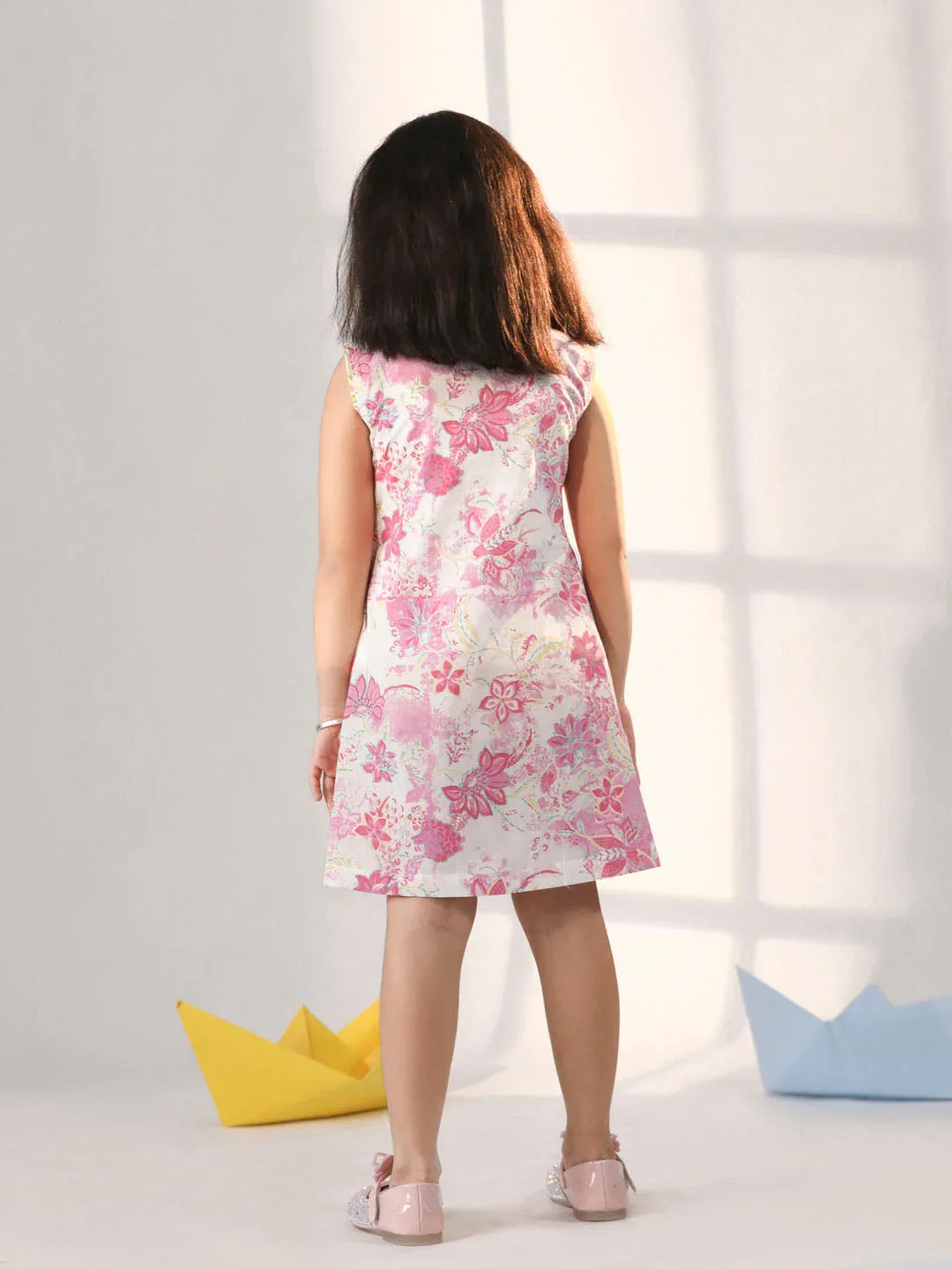 Girl's' Pink Cotton Summer Dress