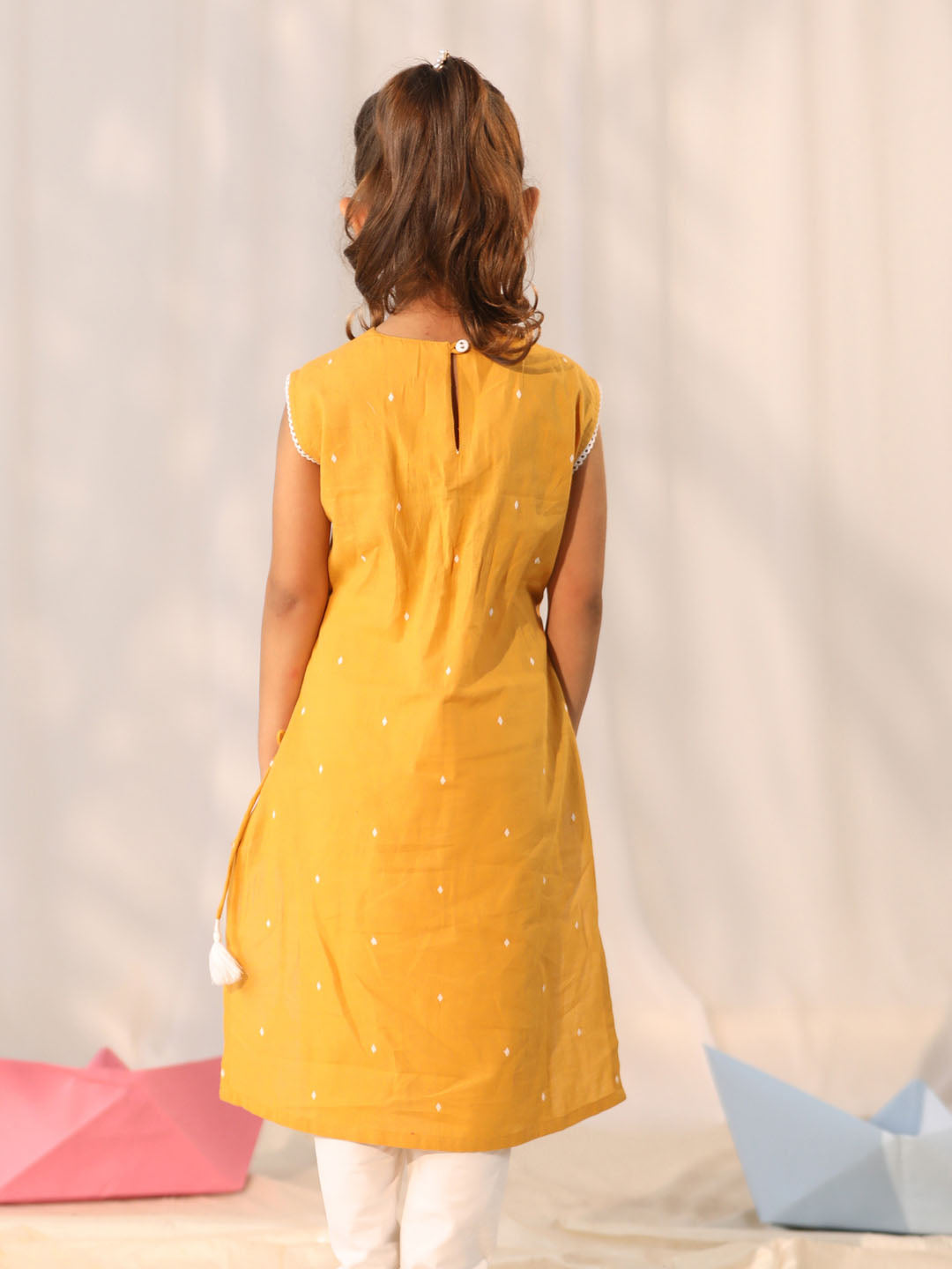 VASTRAMAY Girls' Mustard Only Kurta - qivii