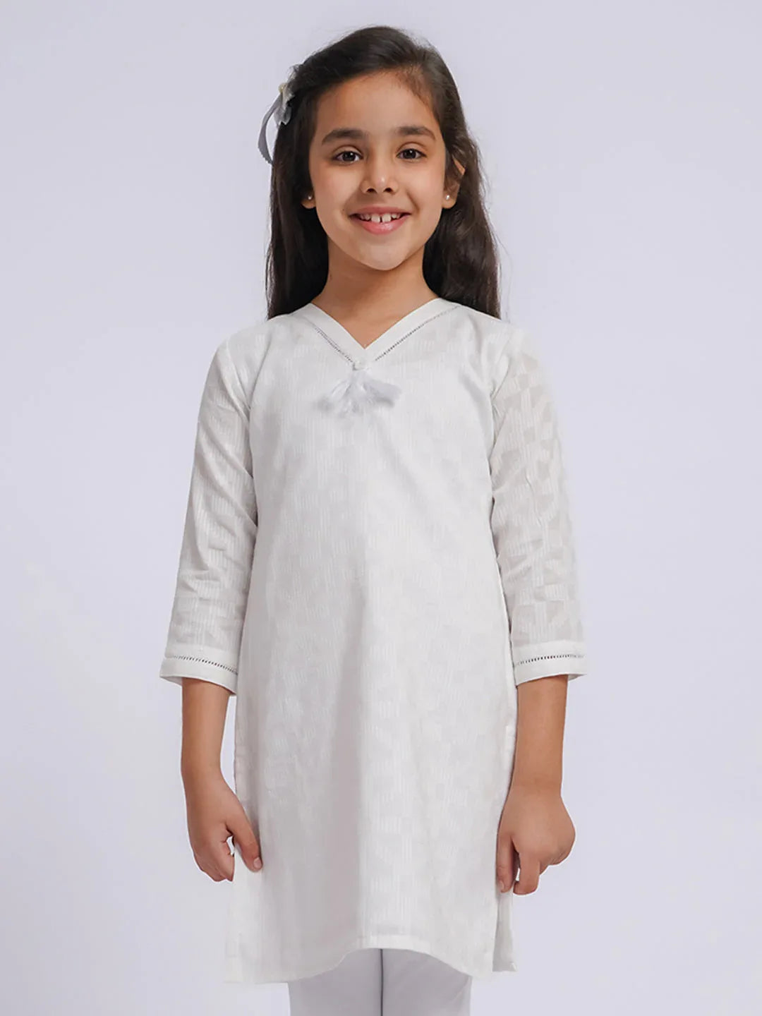 Girl's' White Only Kurta