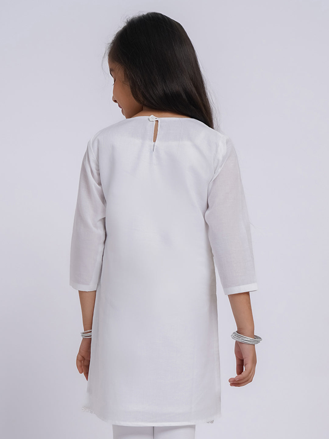 VASTRAMAY Girls' White Only Kurta - qivii