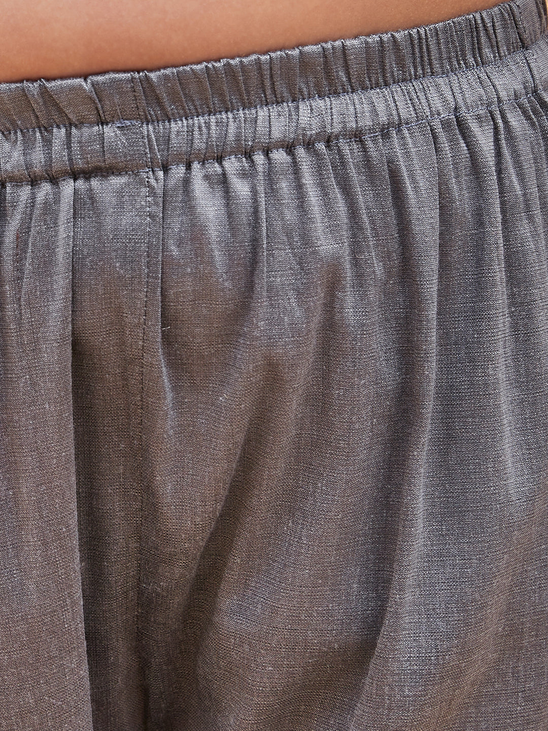 VASTRAMAY Girls Grey Anarkali Kurta Pyjama Set With Potli Bag - qivii