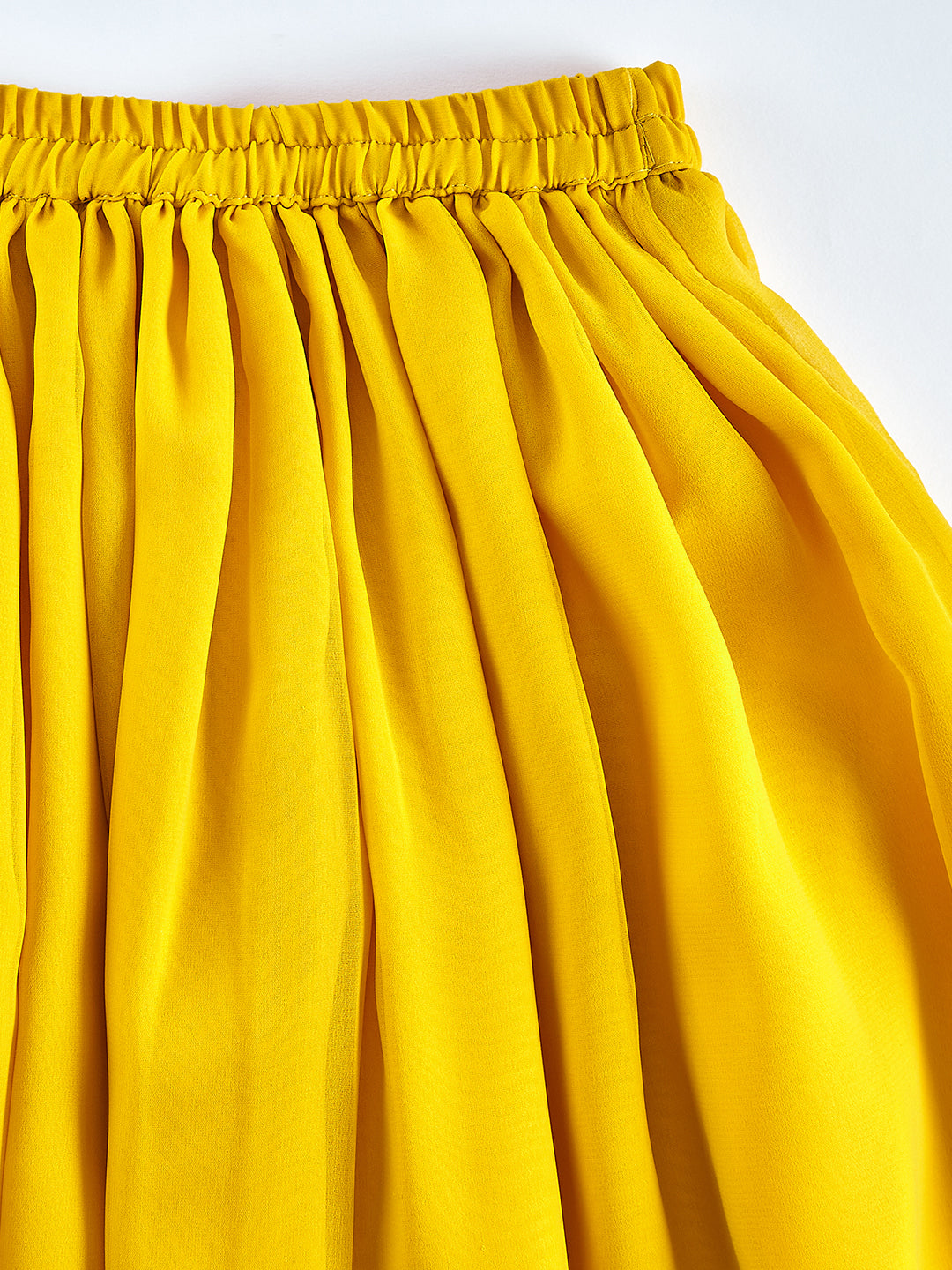 VASTRAMAY Girls' Yellow Mirror Georgette Lehenga Set - qivii