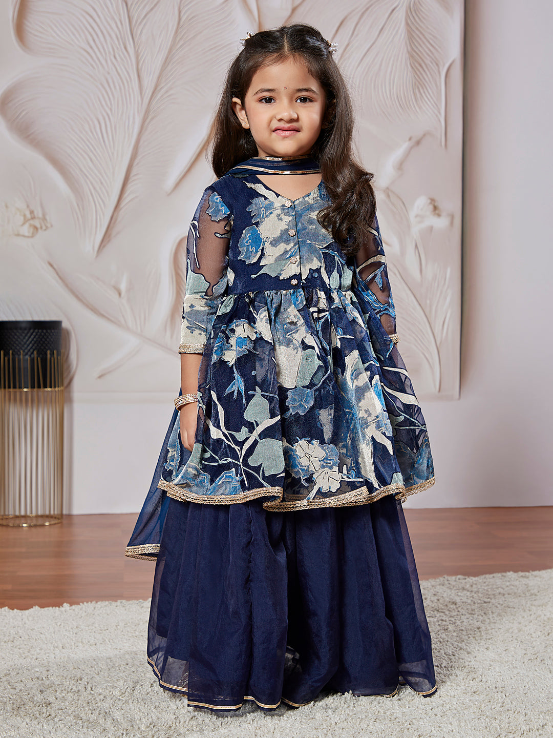 VASTRAMAY Girls' Navy Blue Girls Lehenga Choli - qivii