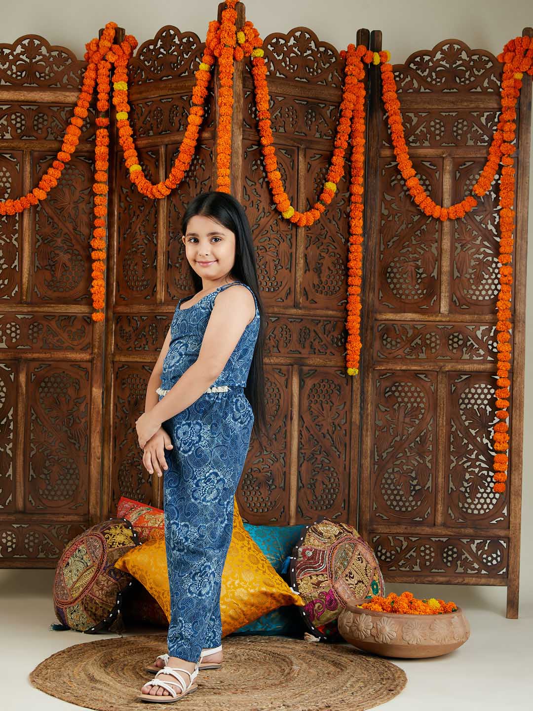 VASTRAMAY Girl's Denim Top And Palazzo Set - qivii