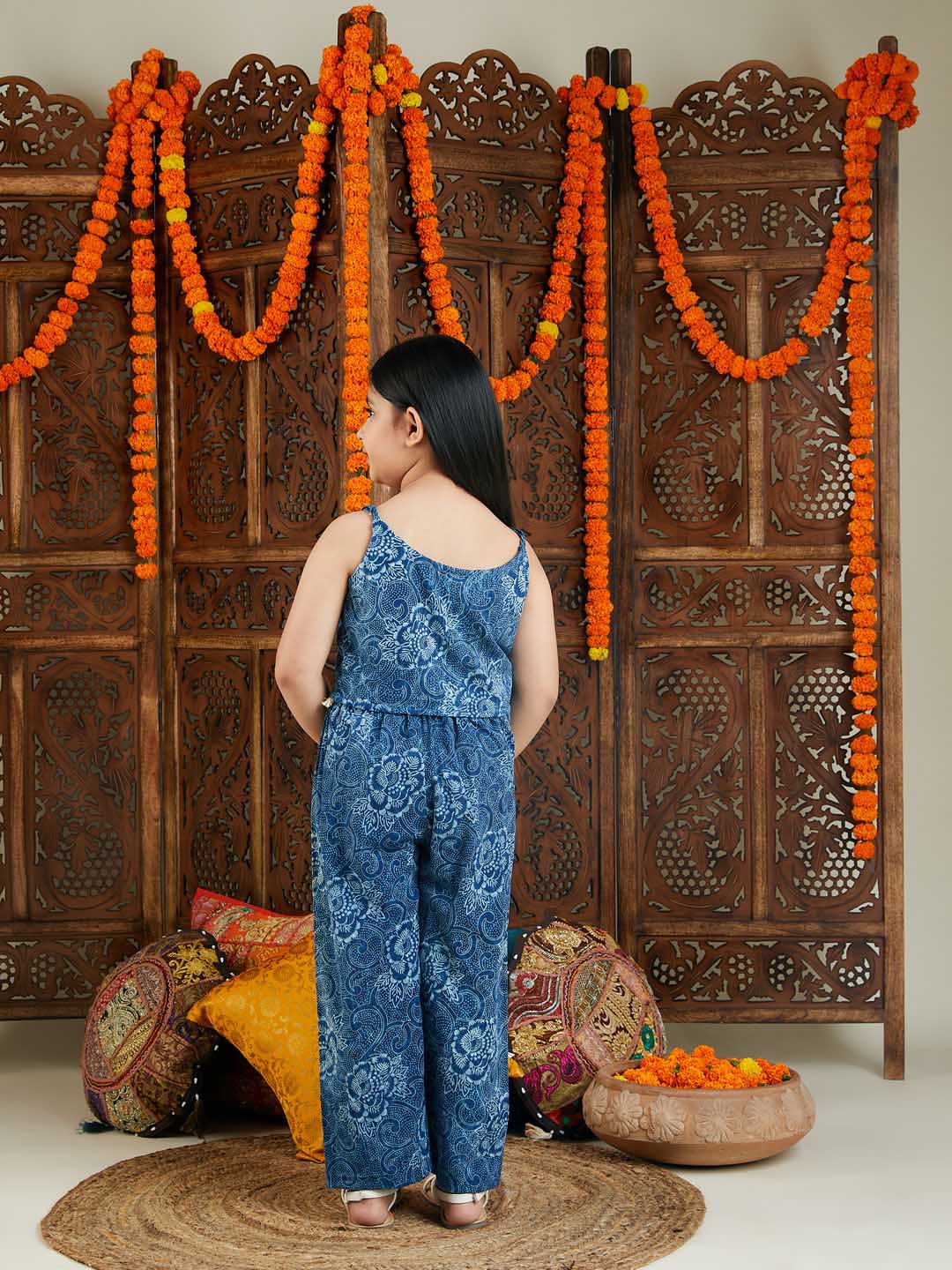 VASTRAMAY Girl's Denim Top And Palazzo Set - qivii