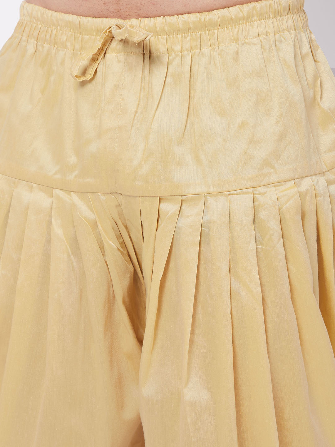 Men's Gold Cotton Blend Cowl Dhoti