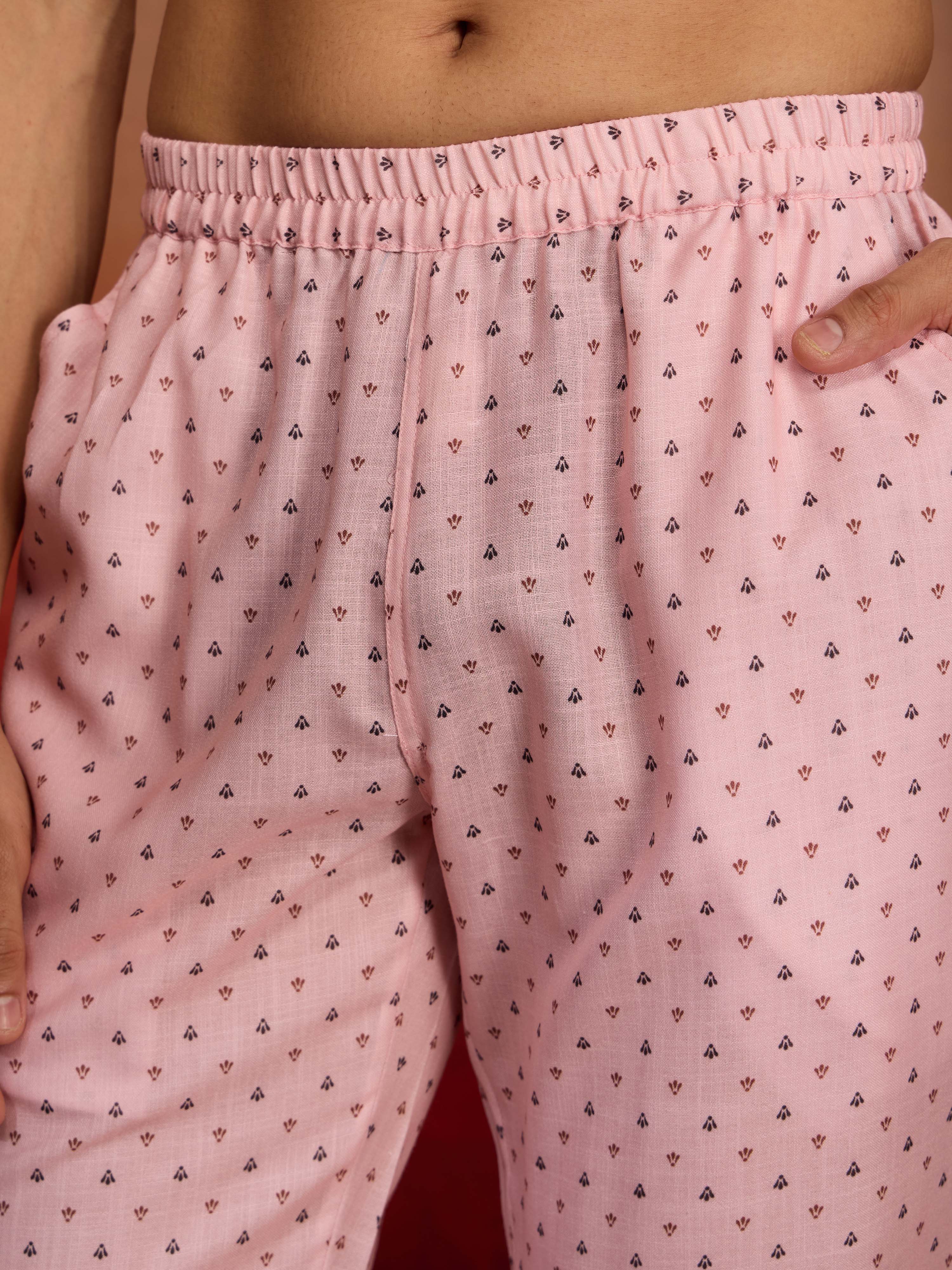 Men's Peach Cotton Linen 3-Piece Nehru Set