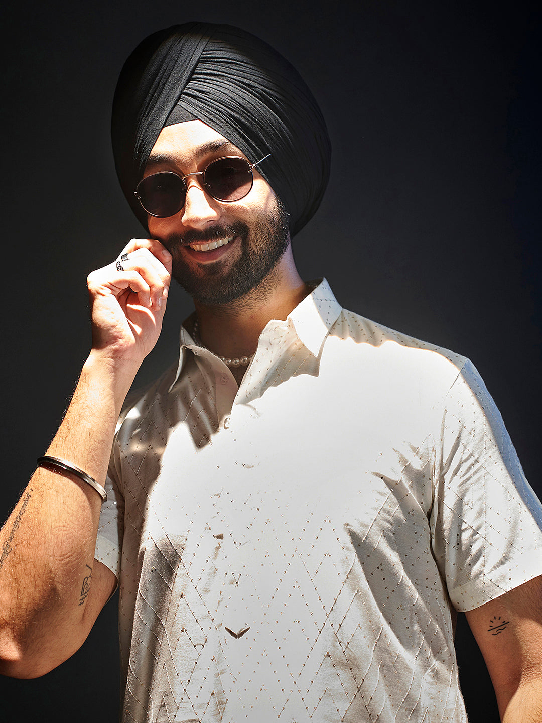 Men's White Viscose Kurta Lungi Set