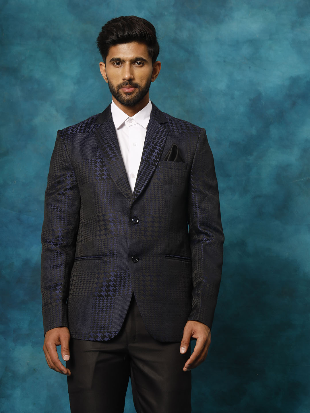 Men's Blue Houndstooth Blazer