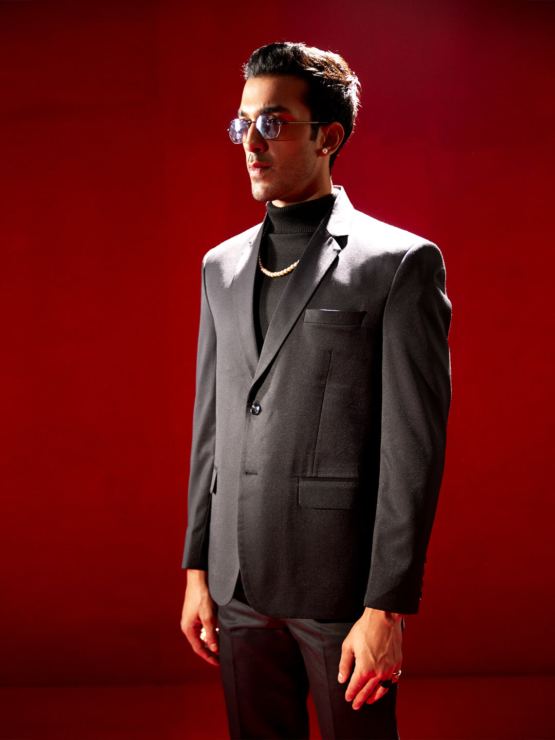 Men's Black Satin Blazer