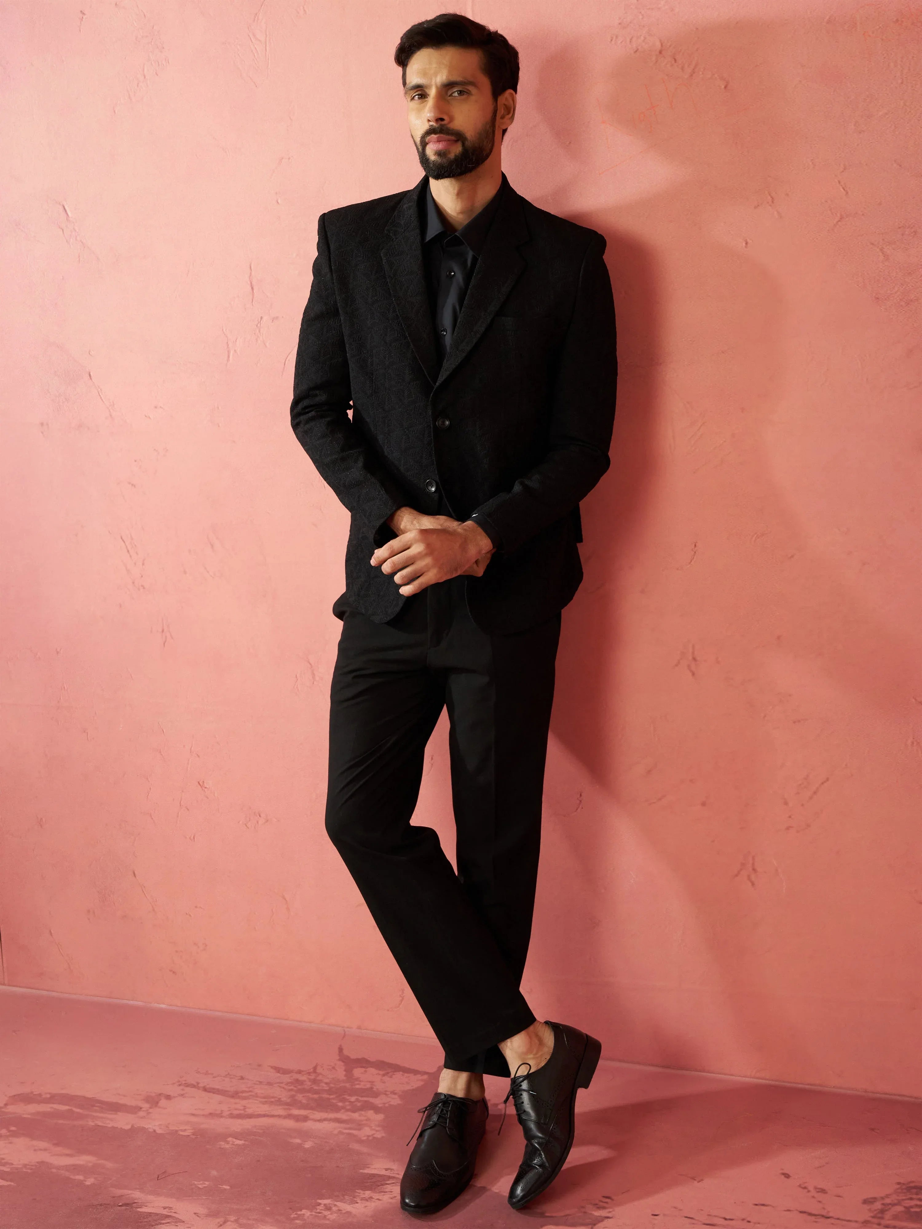 Men's Black Bafta Embossed Blazer