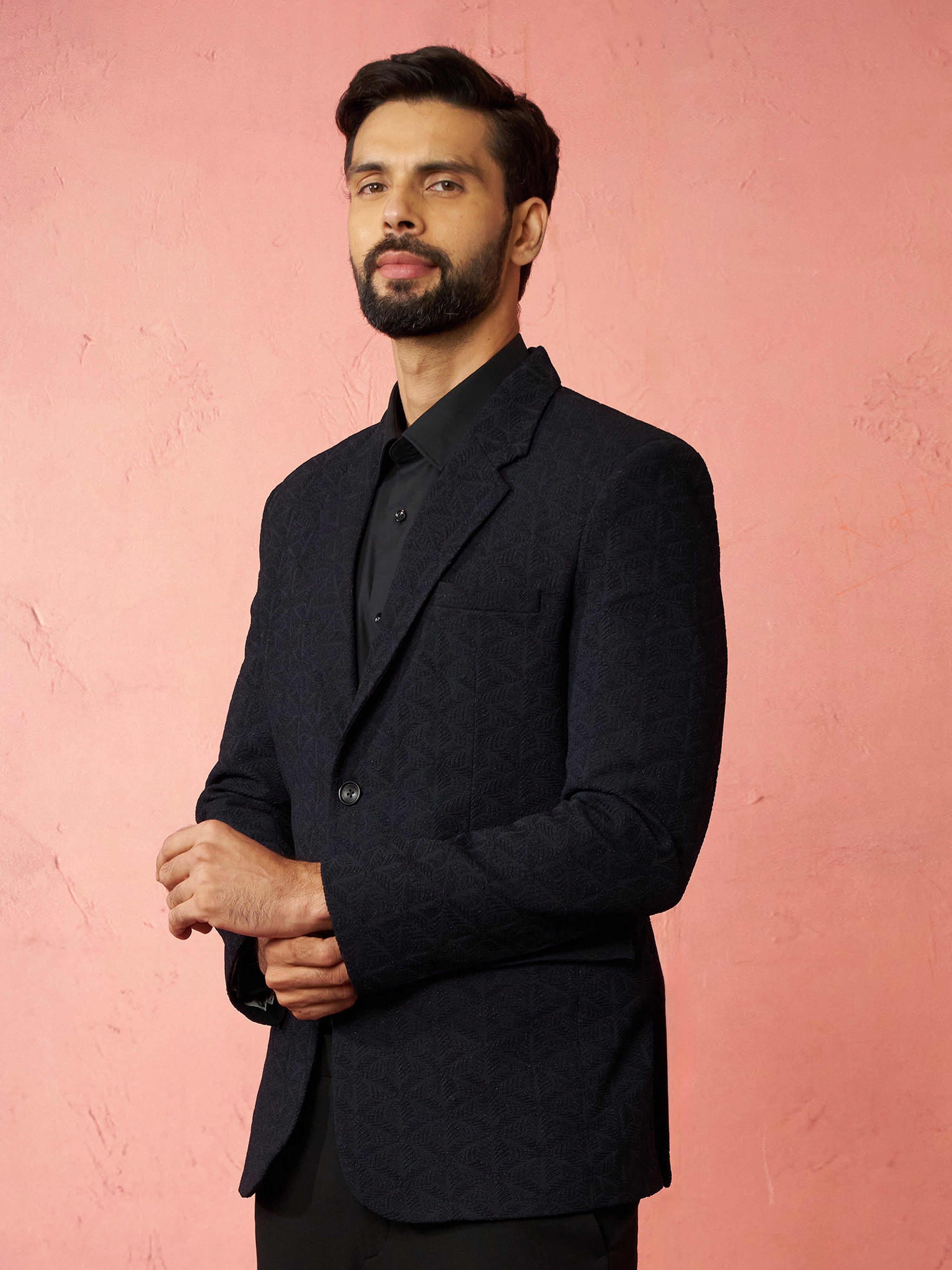 Men's Navy Blue Bafta Embossed Blazer