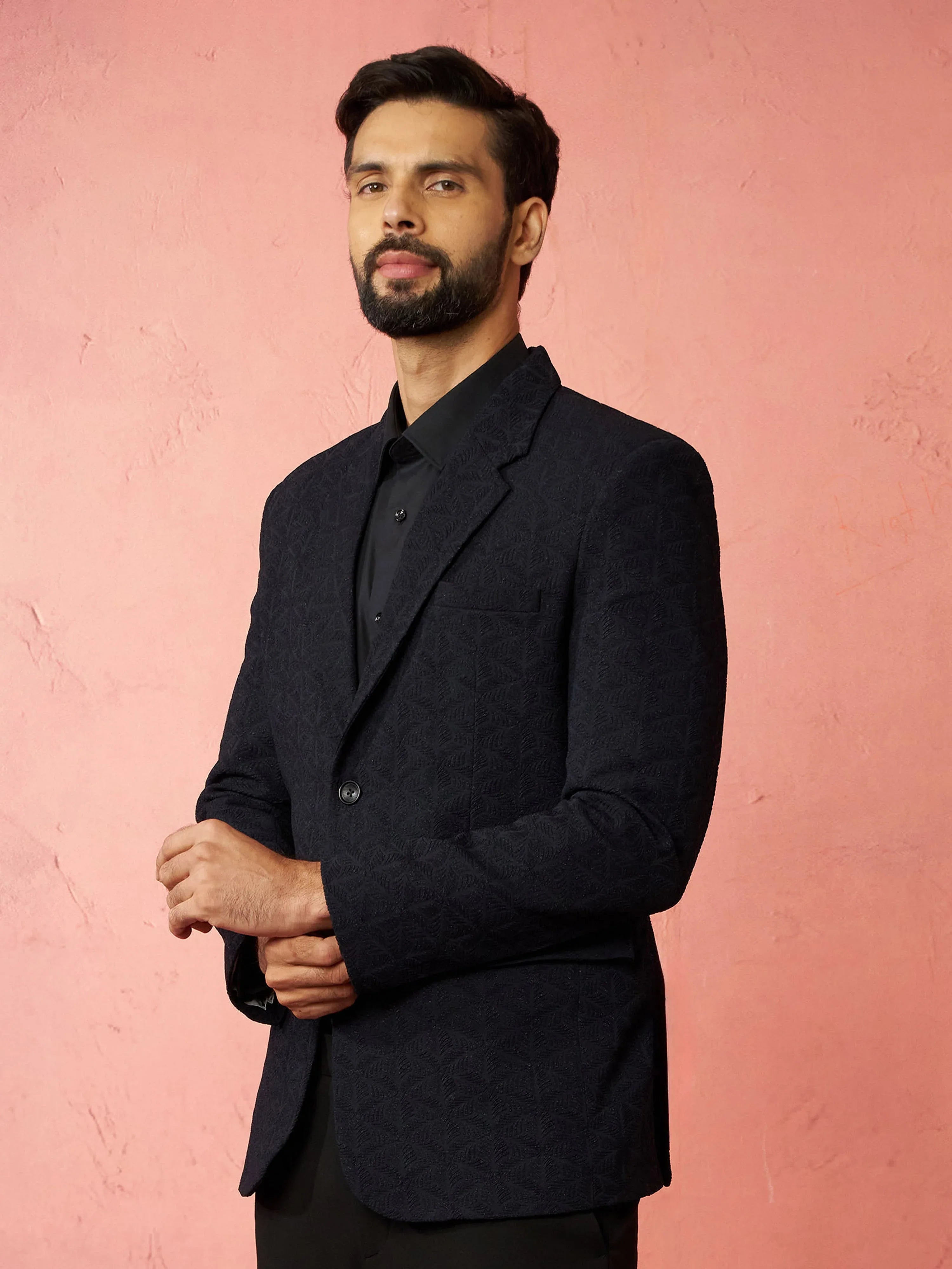Men's Navy Blue Bafta Embossed Blazer