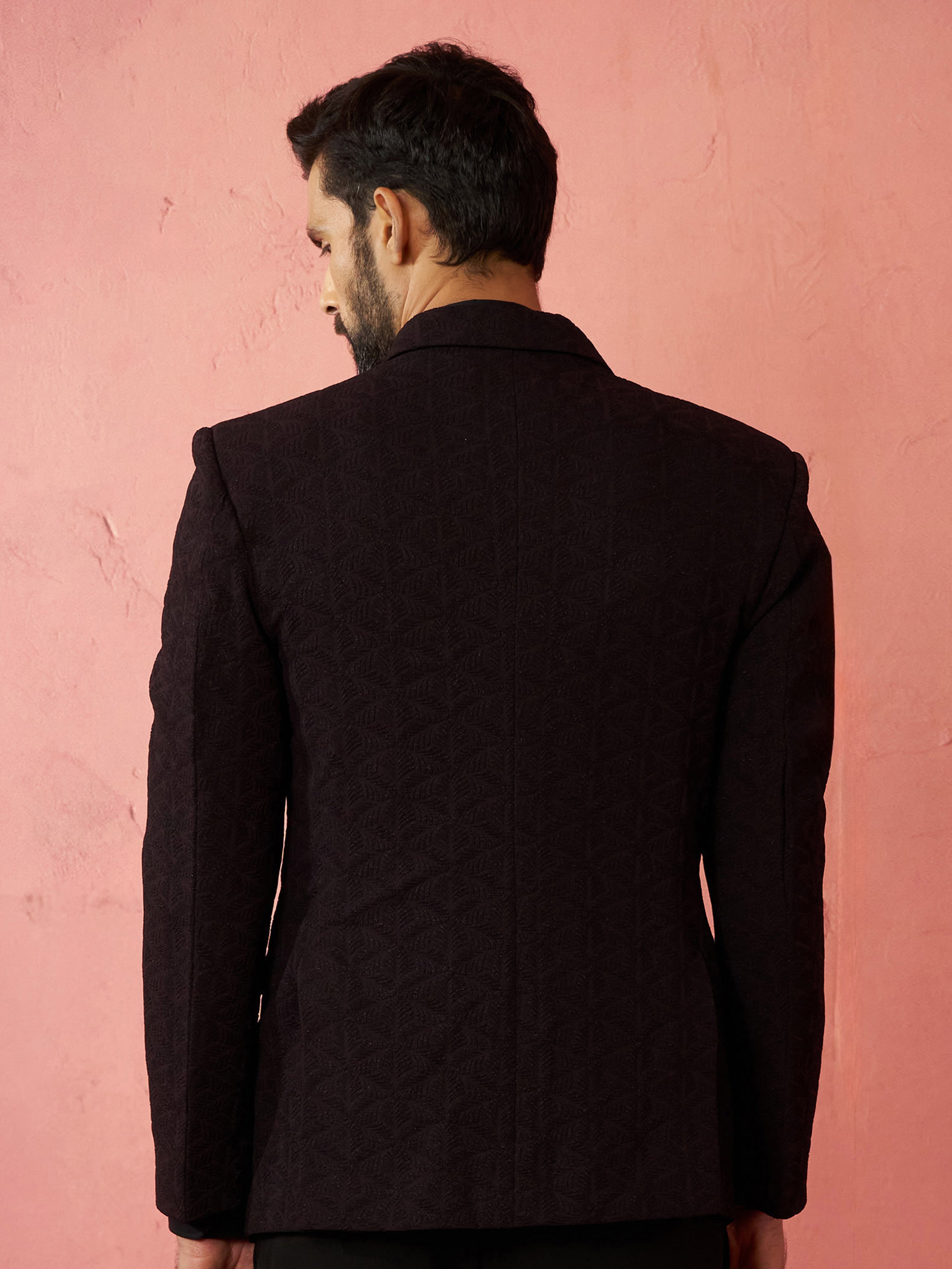 Men's Wine Bafta Embossed Blazer