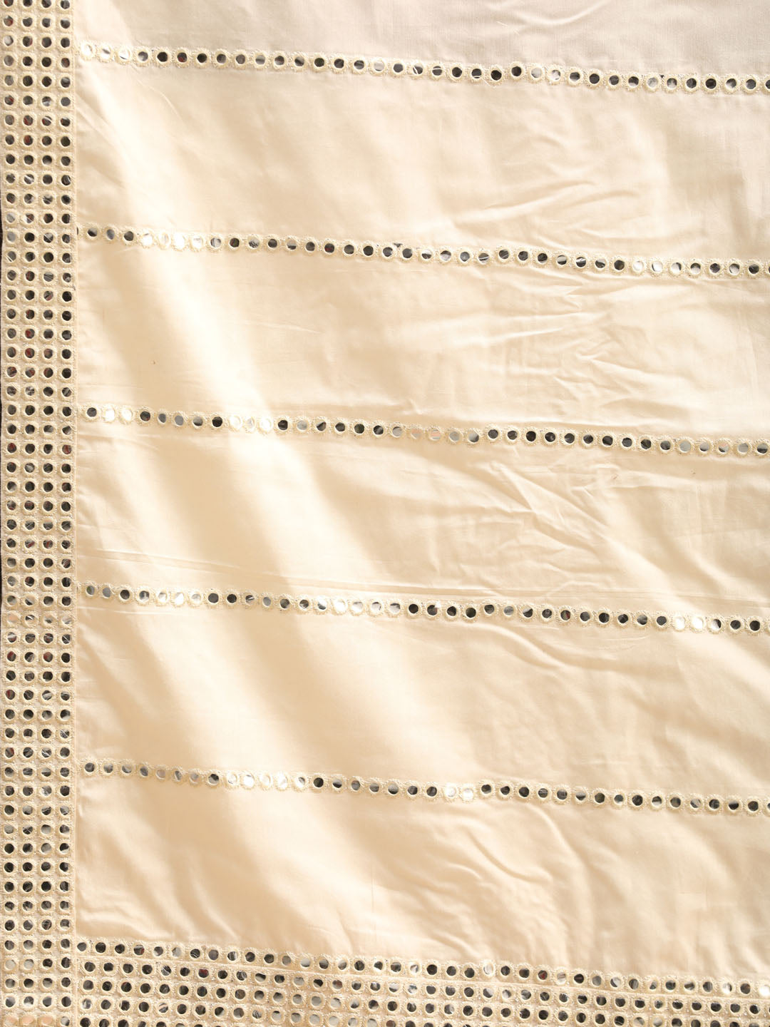 Men's Cream Viscose Mirror Work Embellished Dupatta