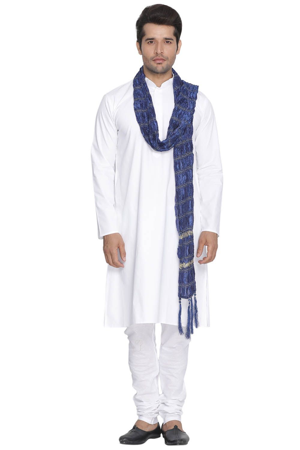 VASTRAMAY Men's Blue Viscose Dupatta