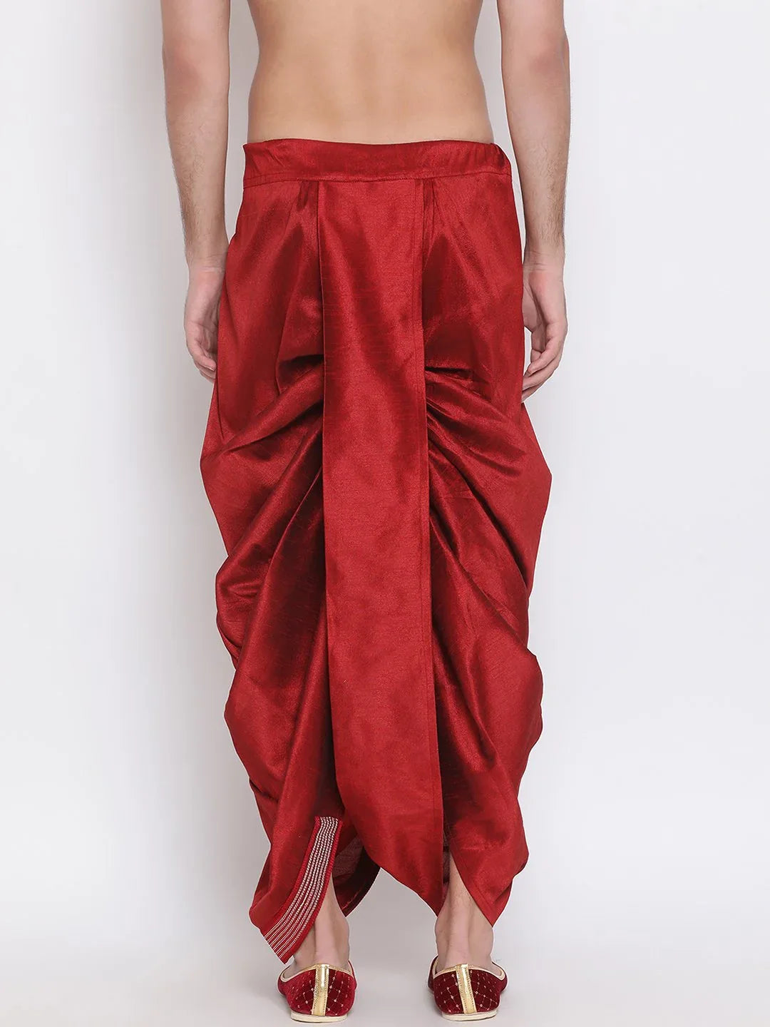 Men's Maroon Embroidered Dhoti Pant