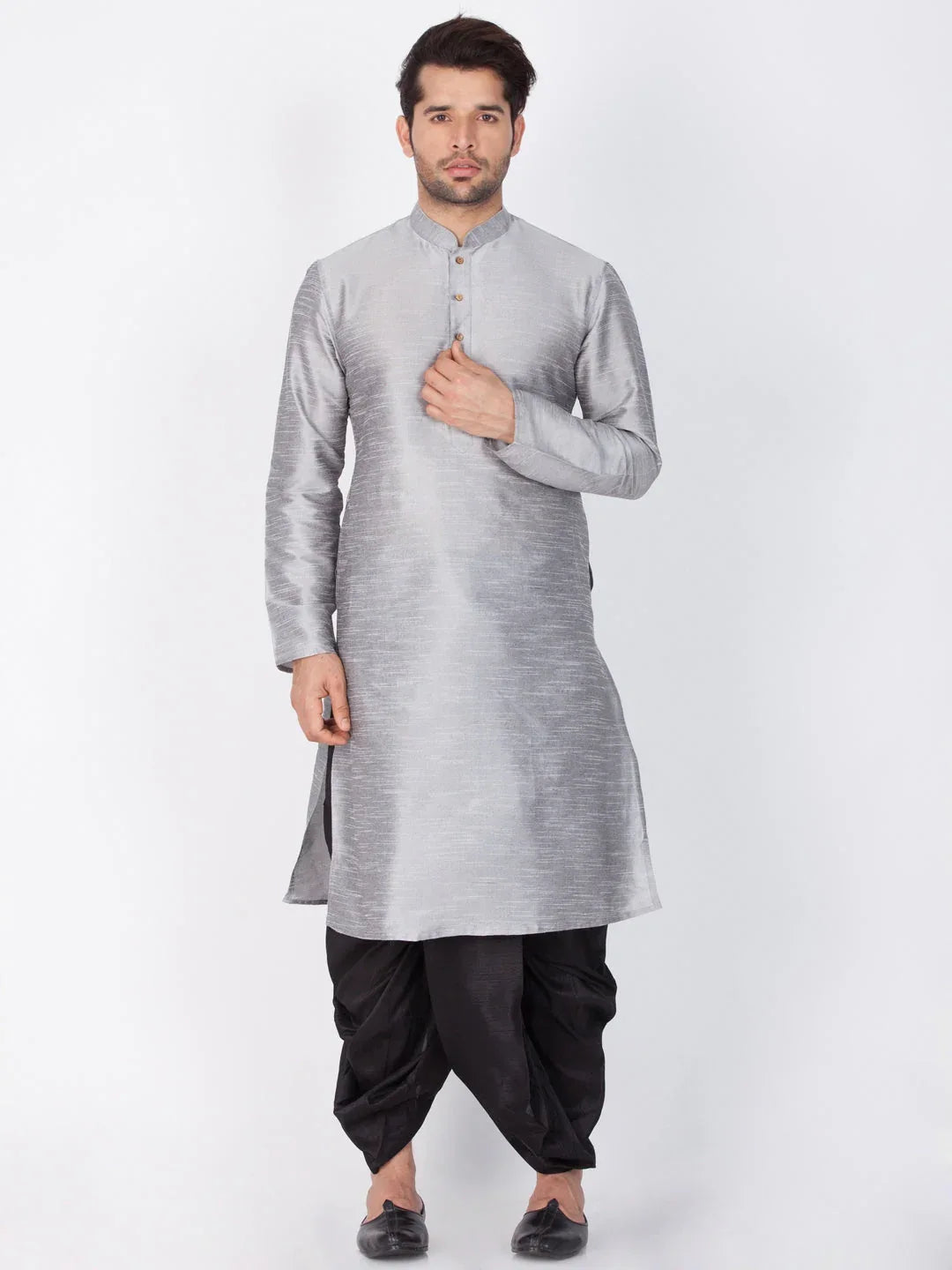 Men's Black Cotton Silk Blend Dhoti