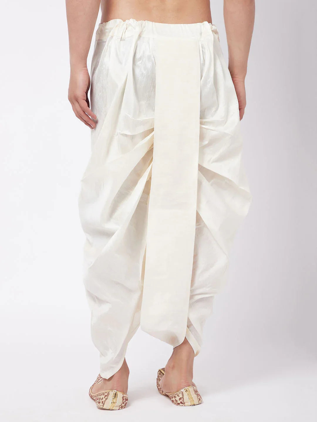 Men's Cream Silk Blend Traditional Dhoti
