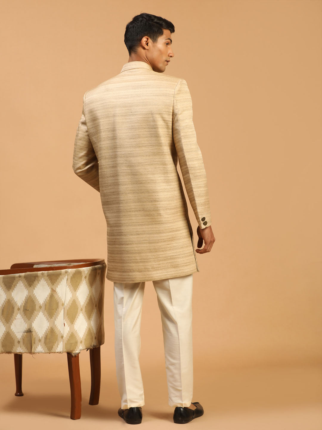 Men's Beige Sherwani Set