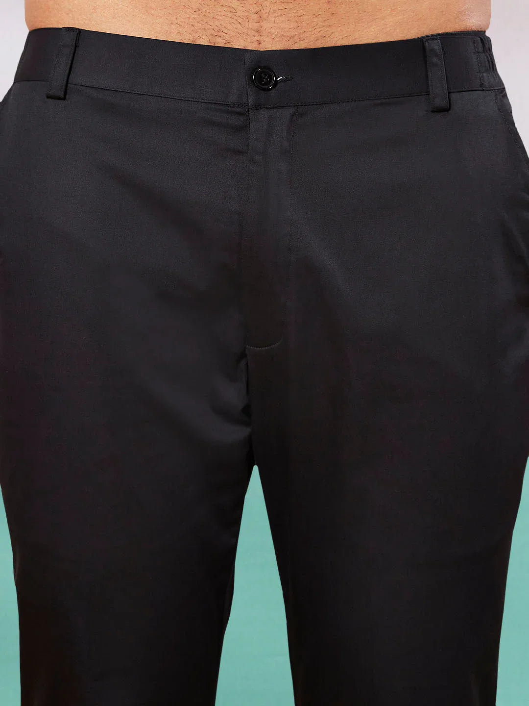 Men's Black Rayon Indo Western And Pyjama Set