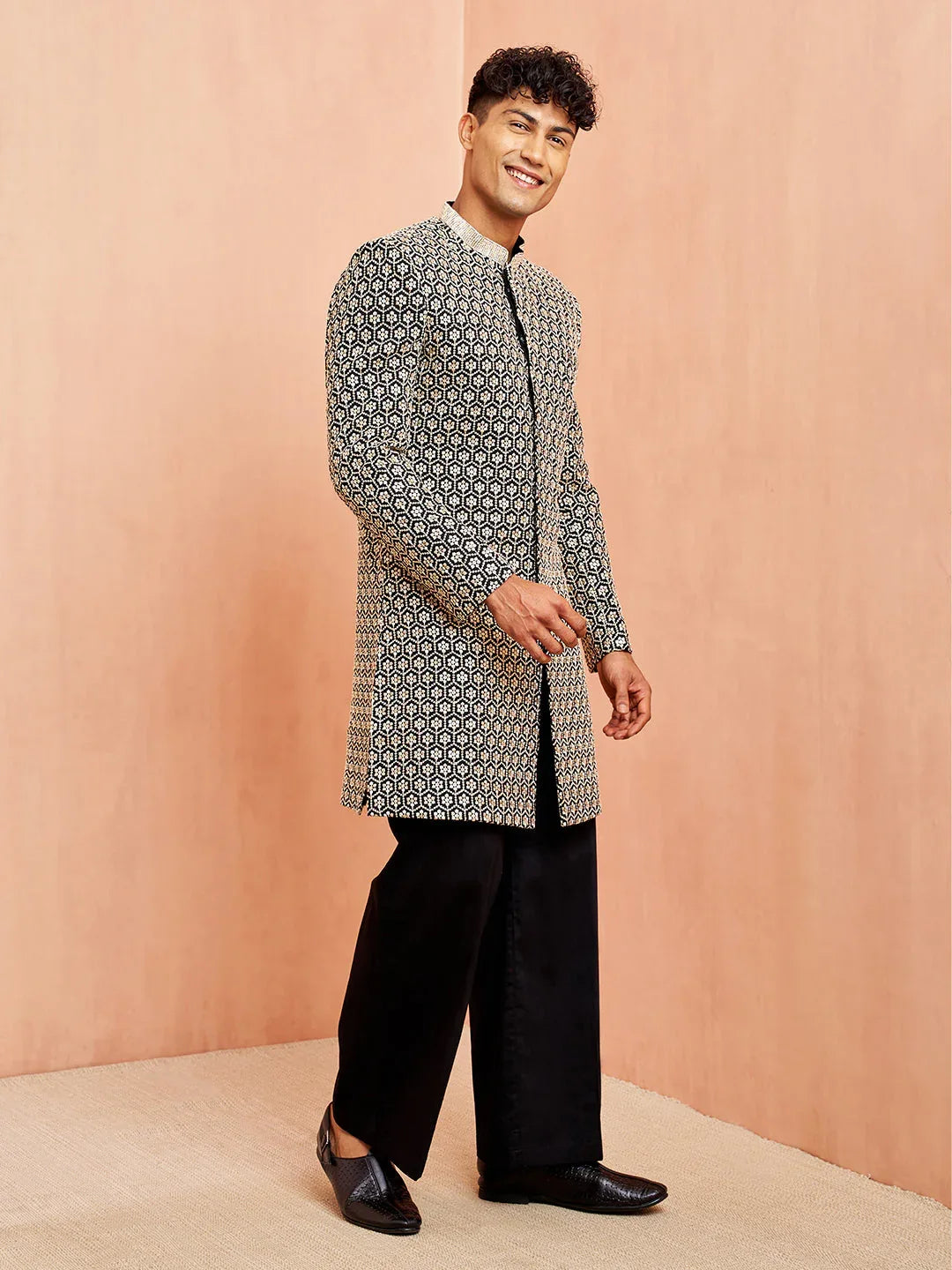 Men's Black Indo-Western with Black Pant Set