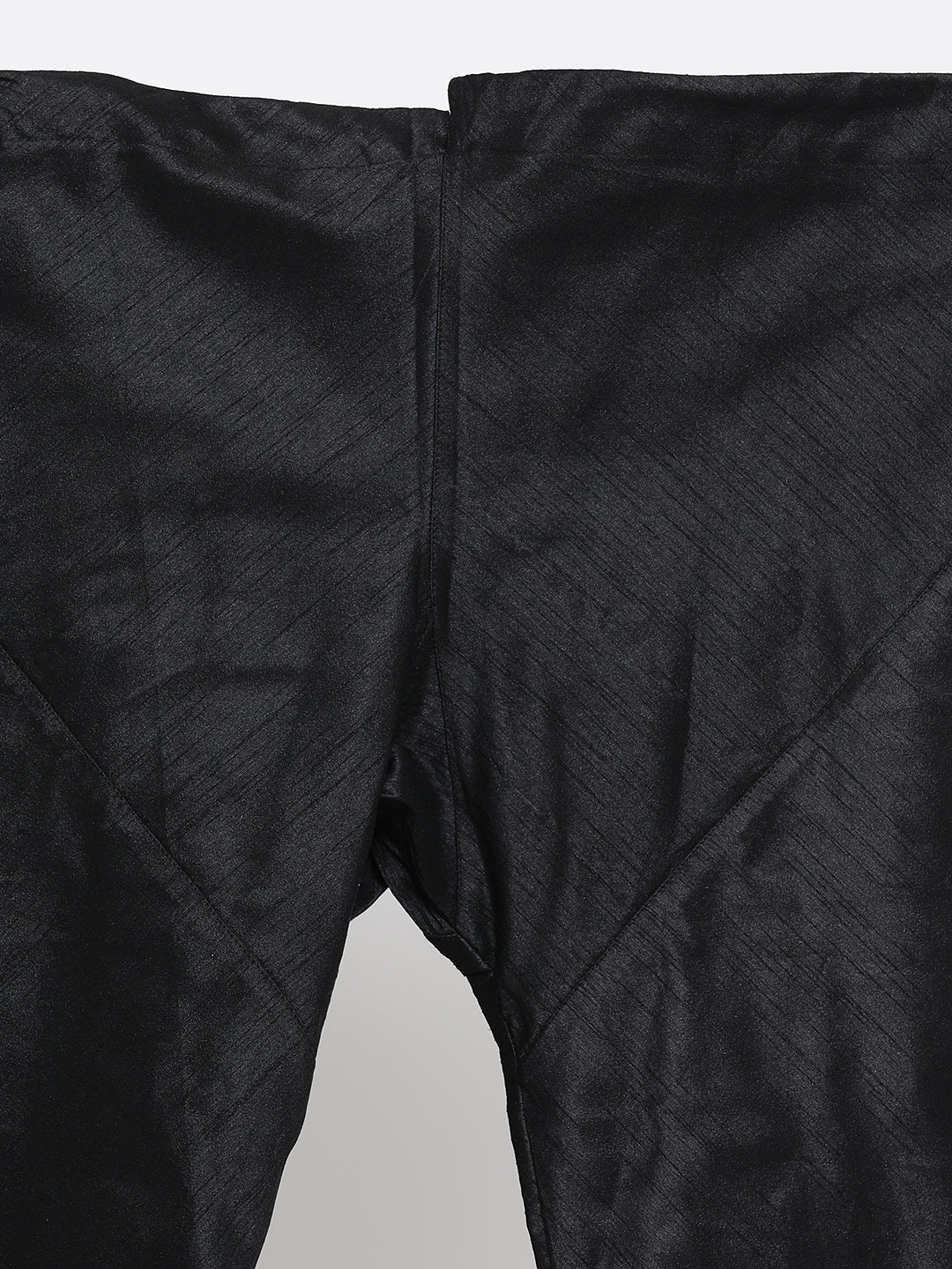 Men's Black Silk Blend Jacket With Kurta Pyjama Set