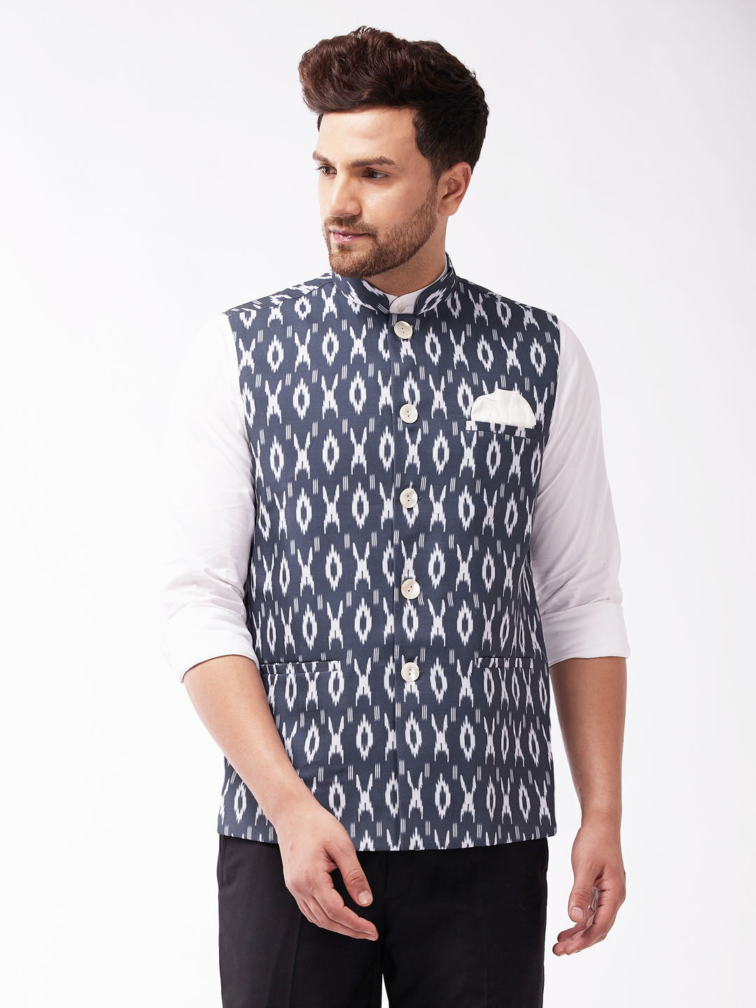Men's Black Cotton Nehru Jacket
