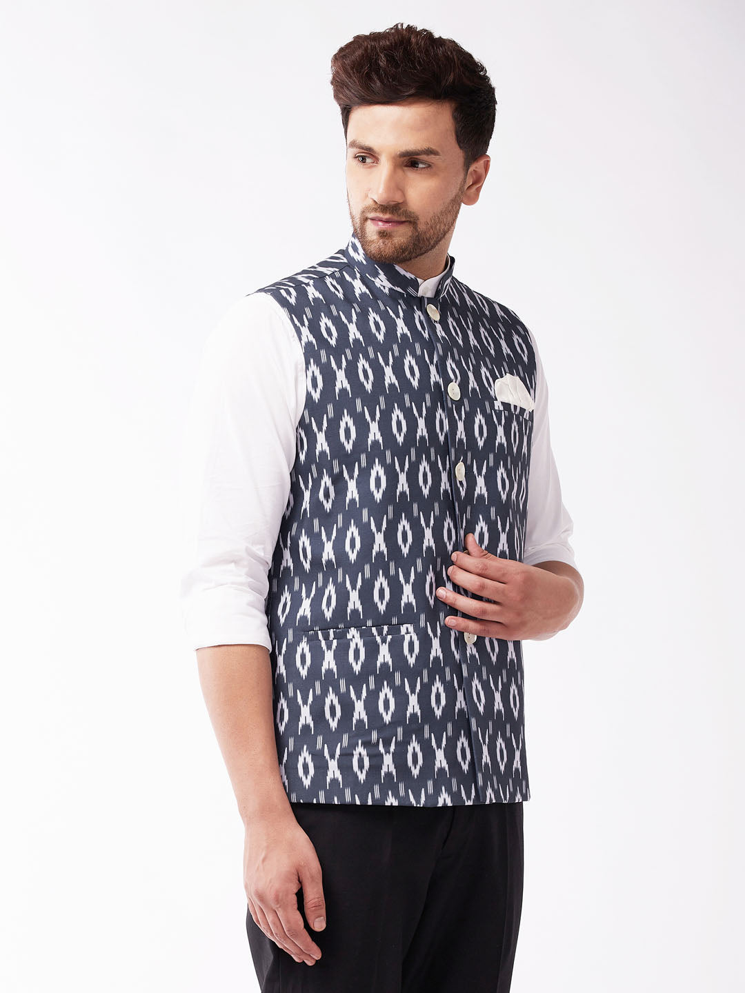 Men's Black Cotton Nehru Jacket