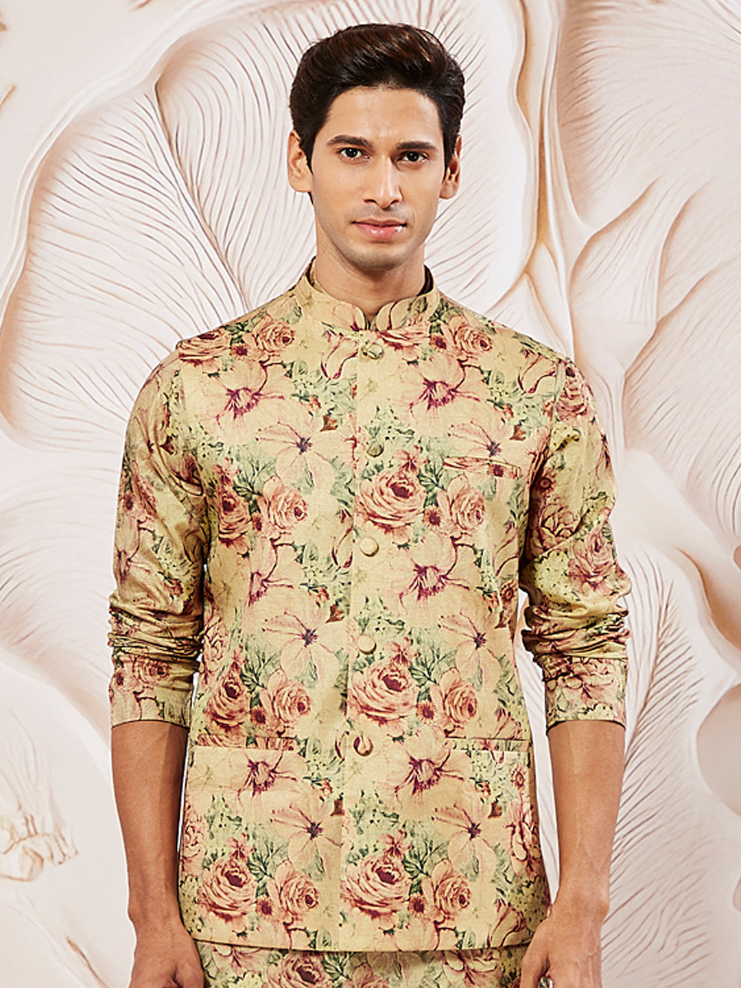 Men's Beige Printed Jacket