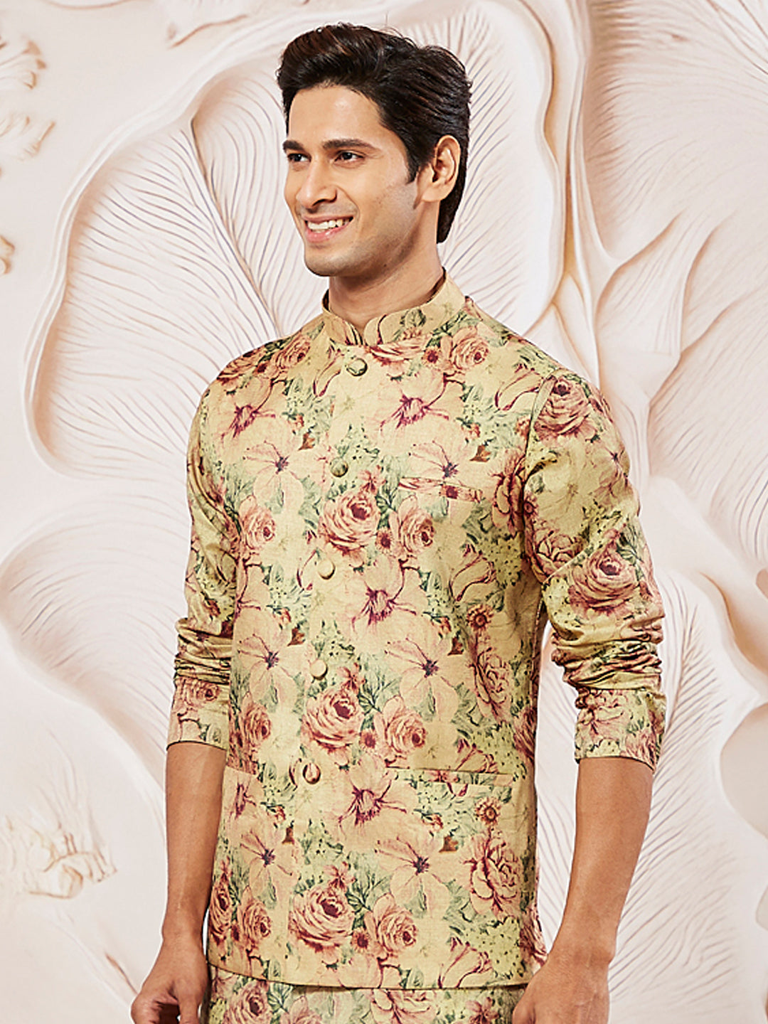 Men's Beige Printed Jacket