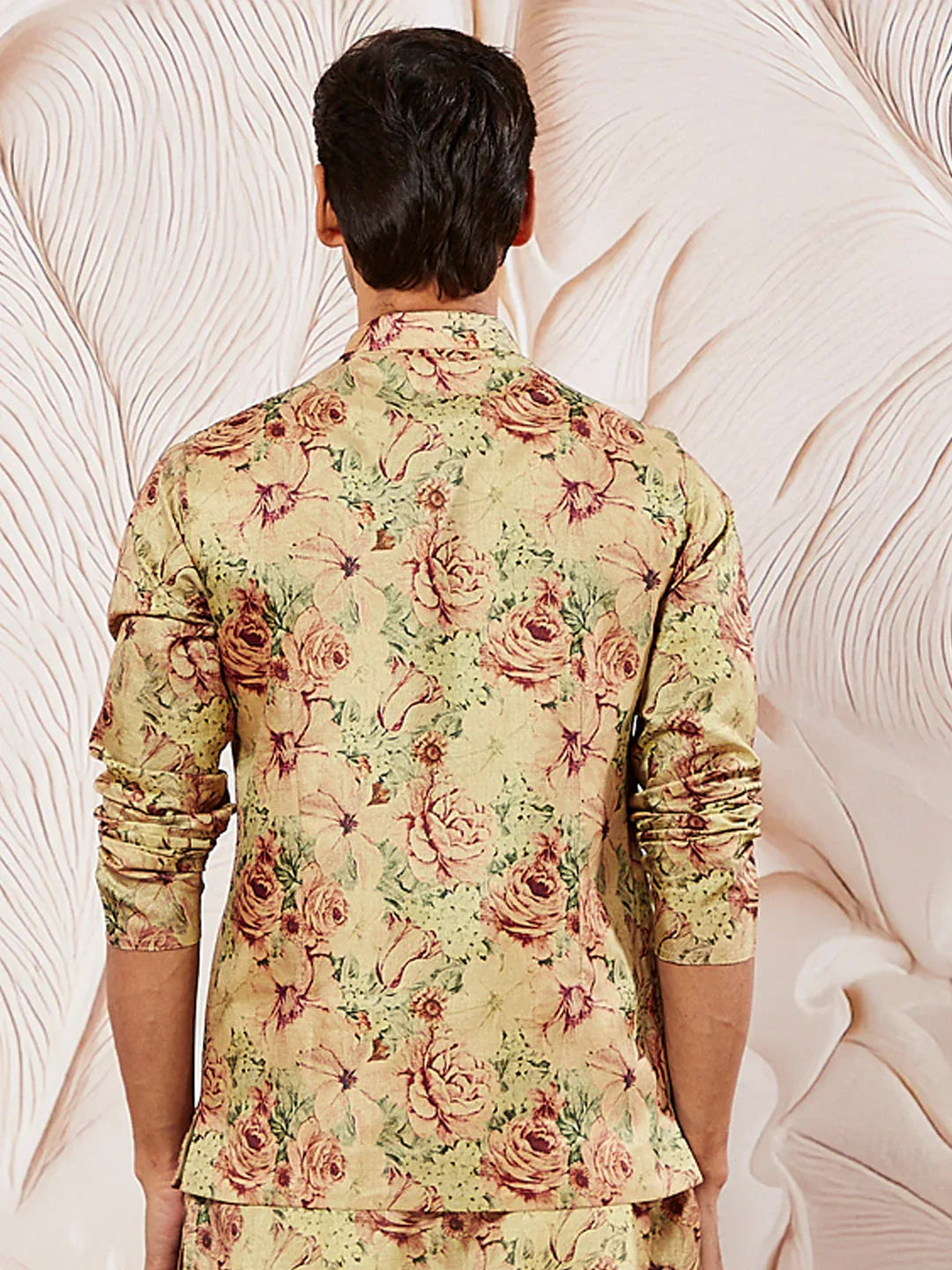 Men's Beige Printed Jacket