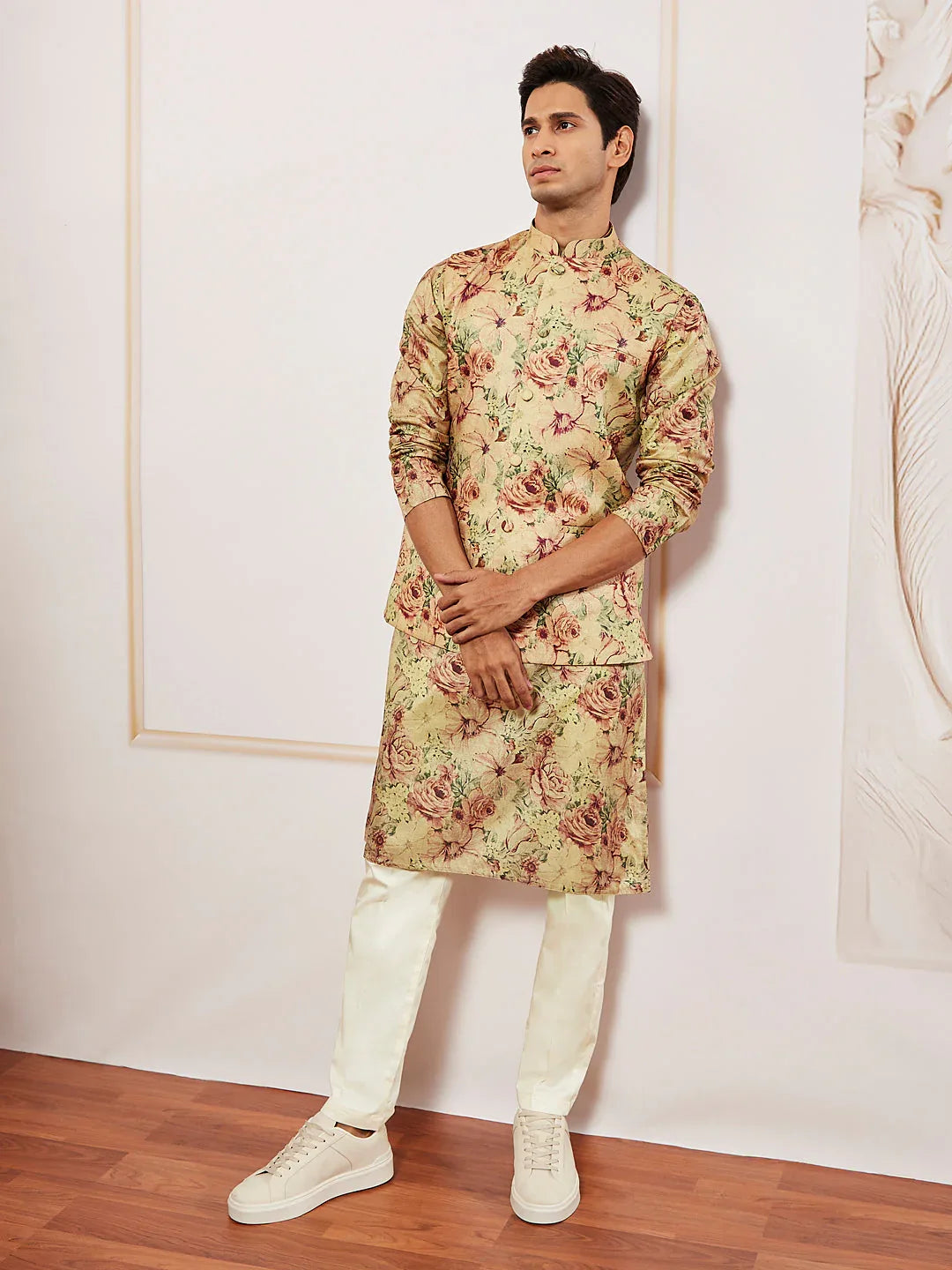 Men's Beige Printed Jacket