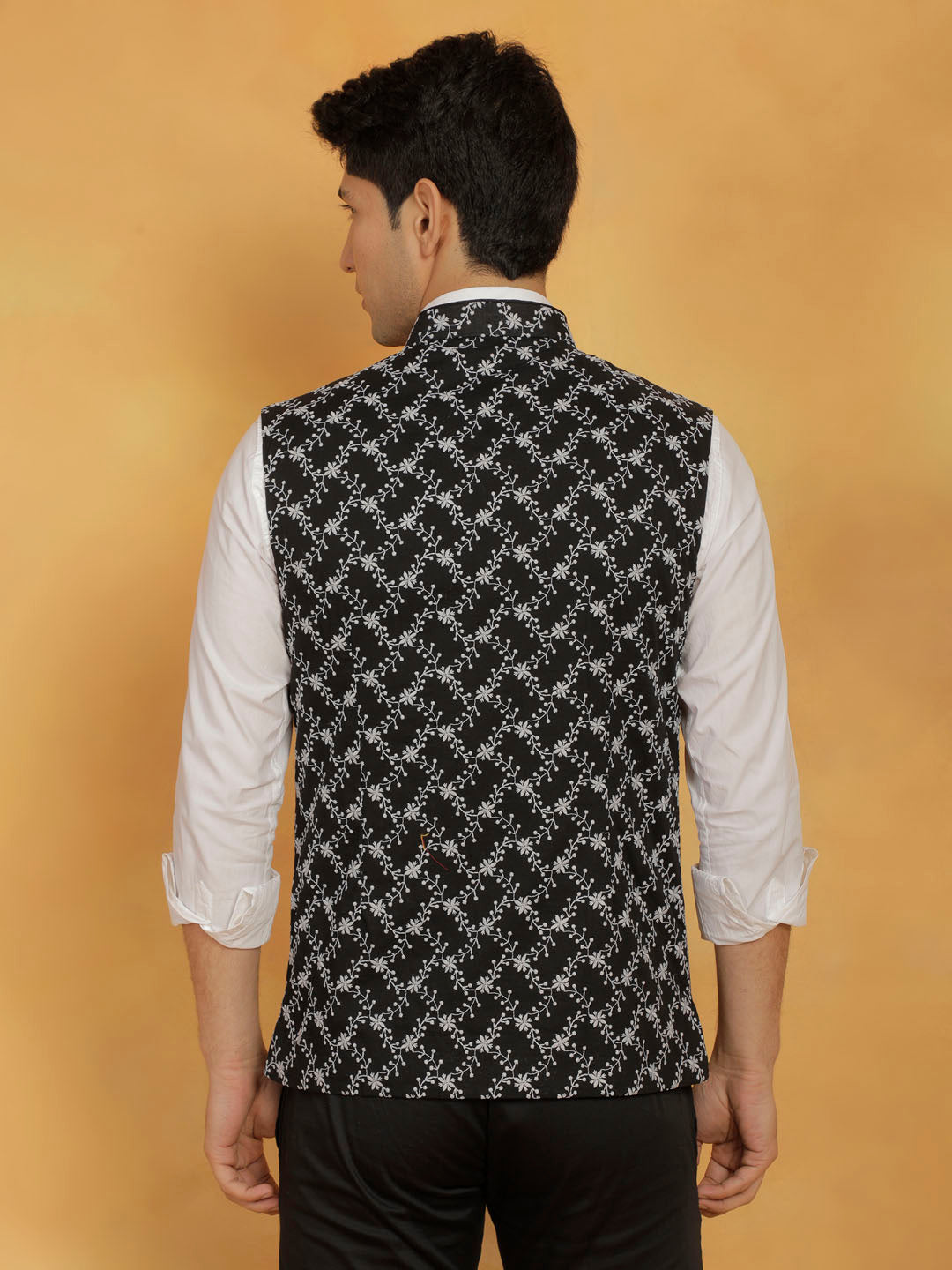 Men's Black Cotton Nehru Jacket
