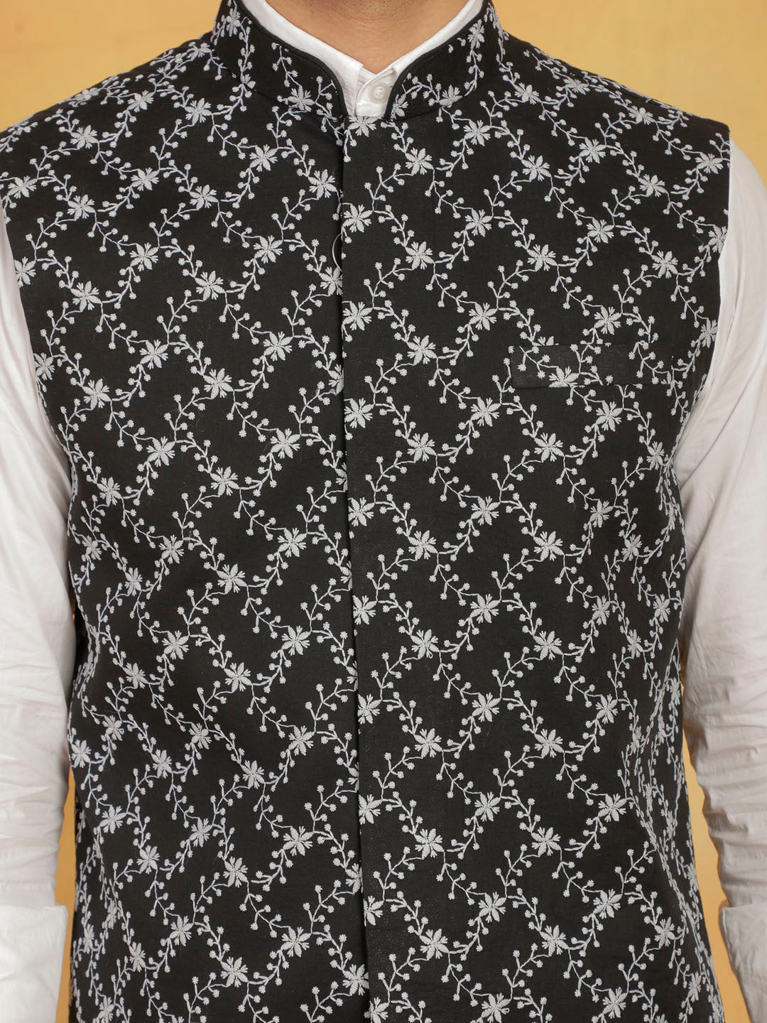 Men's Black Cotton Nehru Jacket