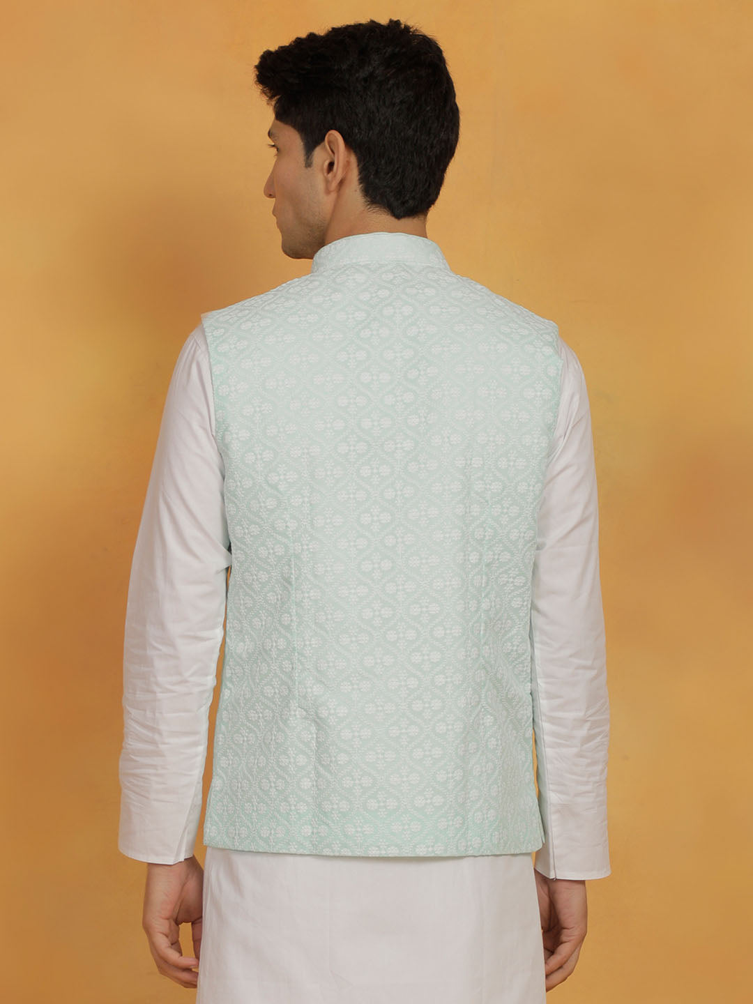 Men's Green Cotton Nehru Jacket