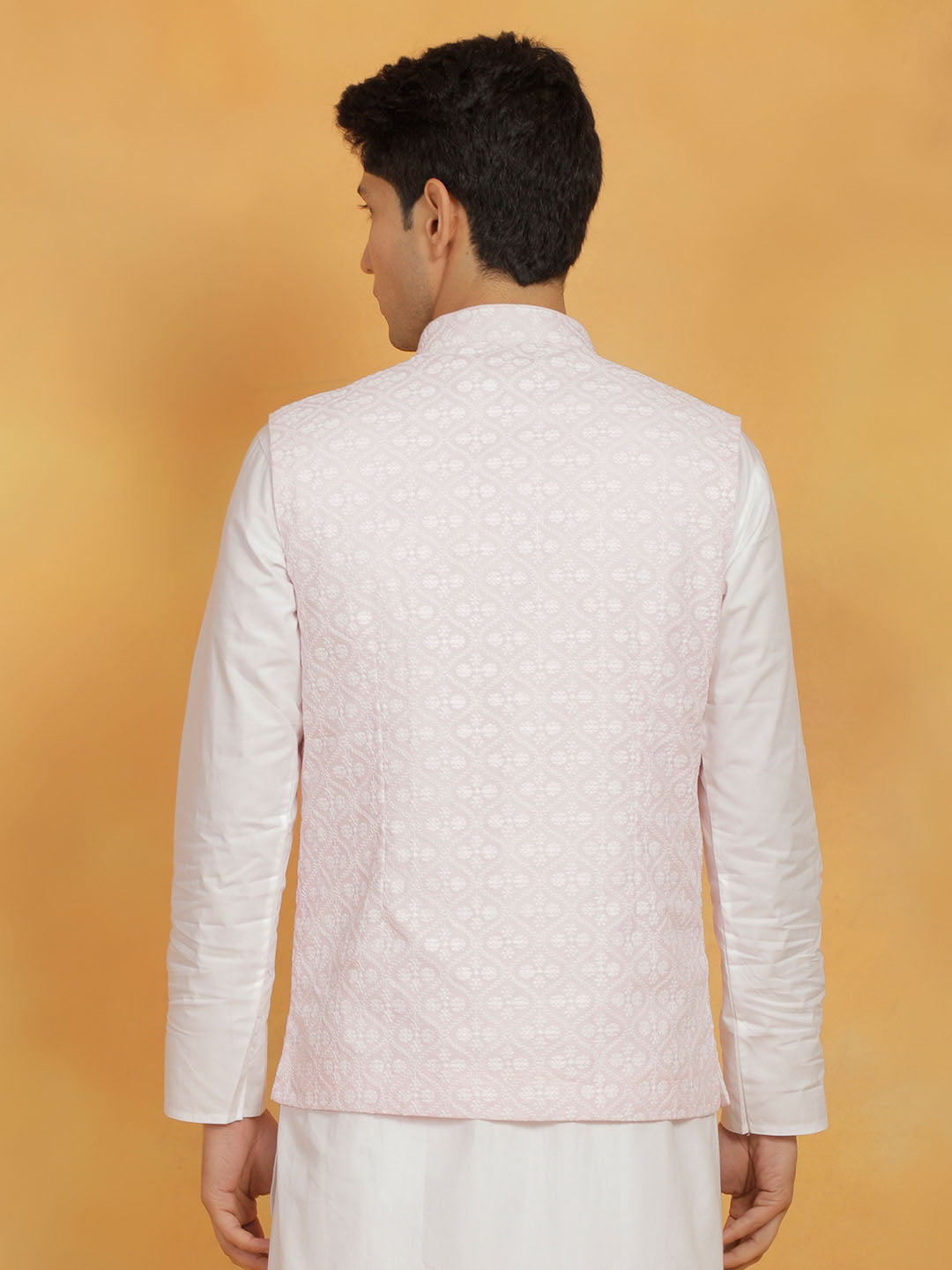 Men's Pink Cotton Nehru Jacket