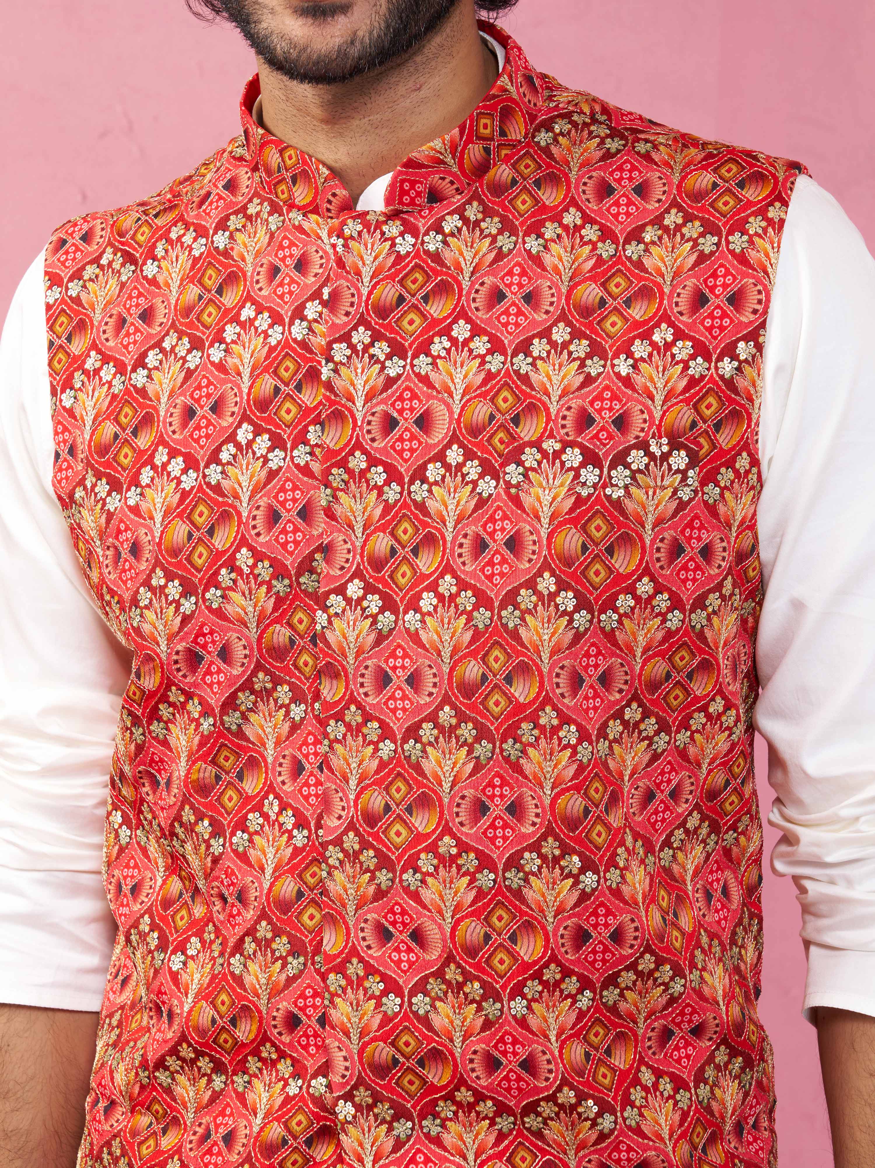 Men's Red - Nehru Jacket