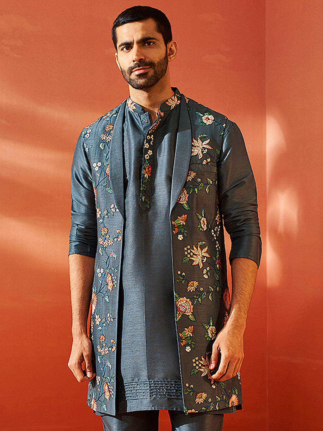 Men’S Grey Nehru Jacket