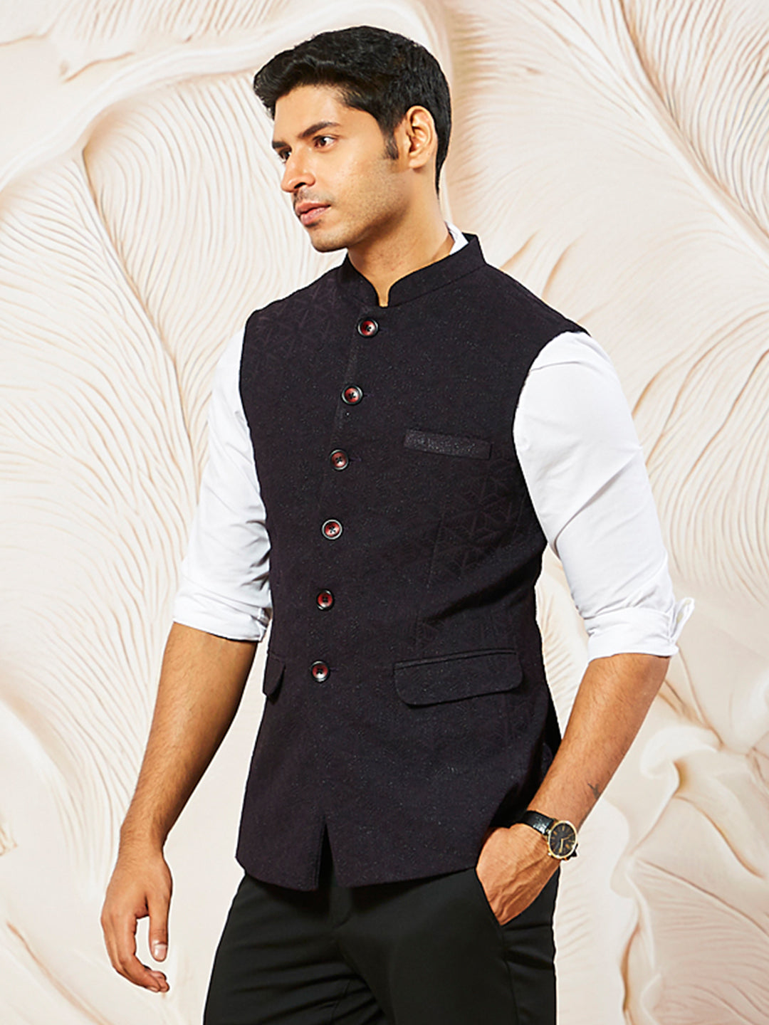 Men's Wine - Nehru Jacket