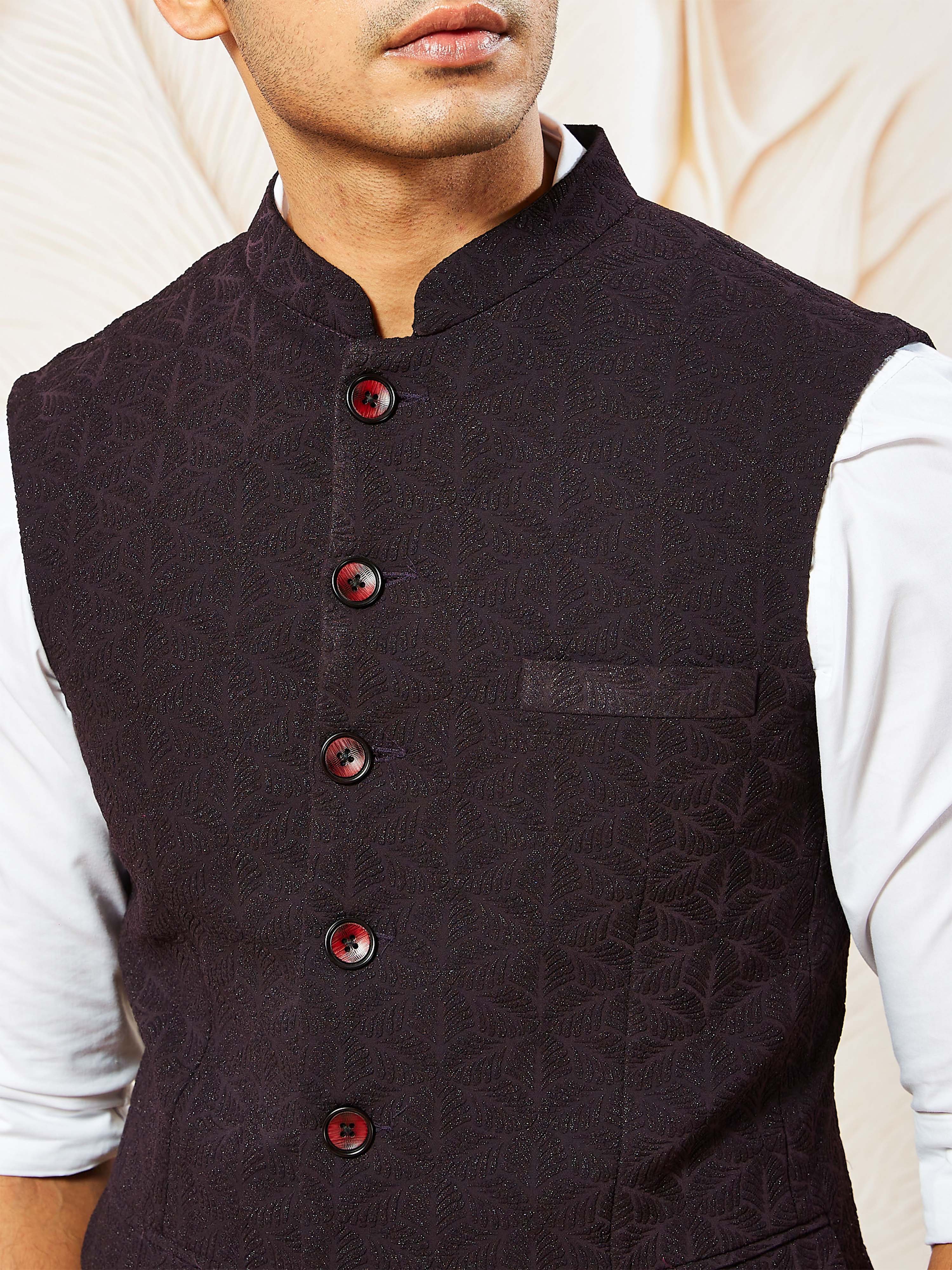 Men's Wine - Nehru Jacket