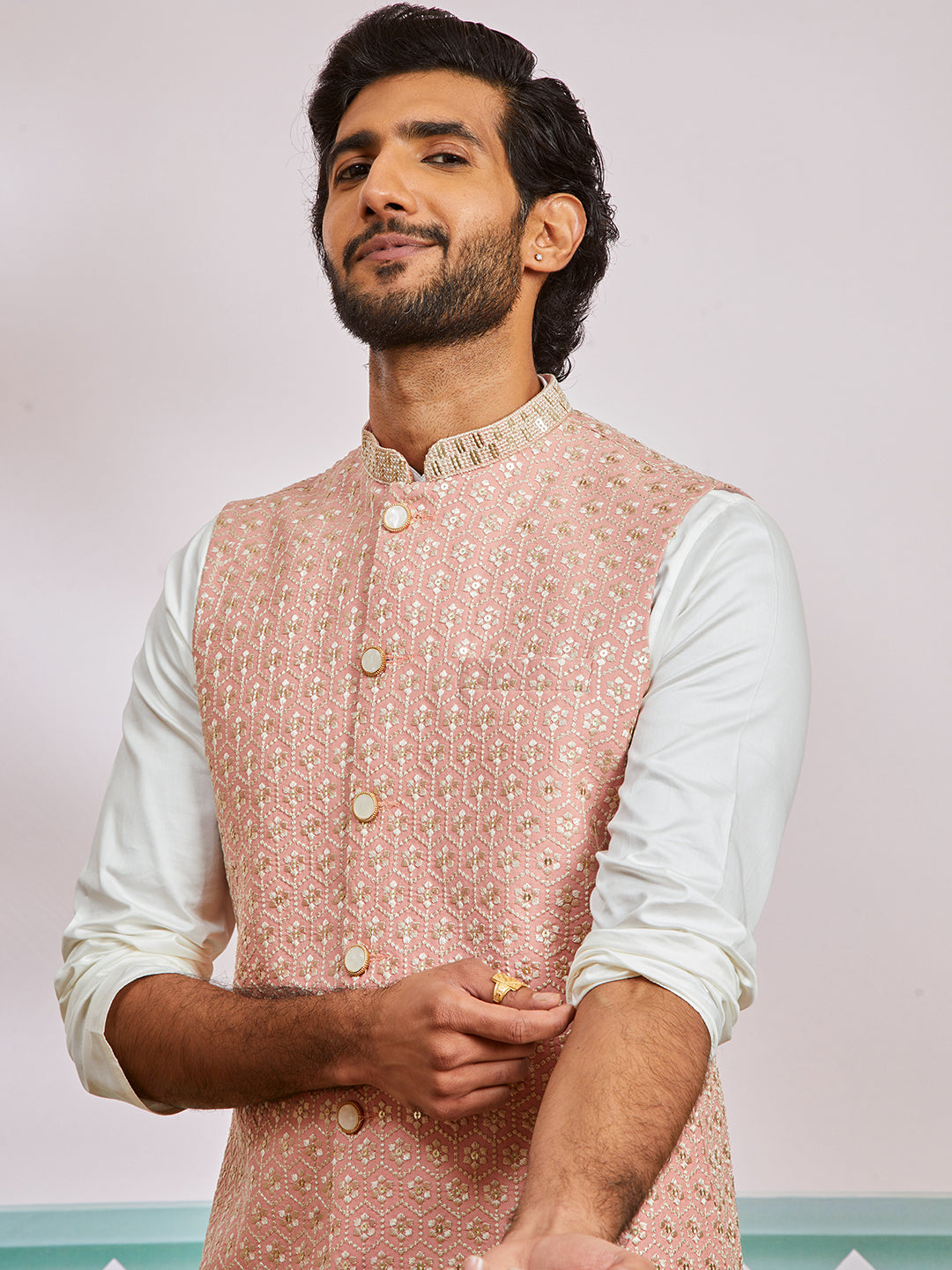 Men's Peach - Nehru Jacket