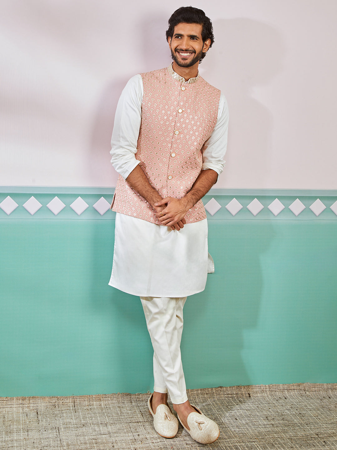 Men's Peach - Nehru Jacket